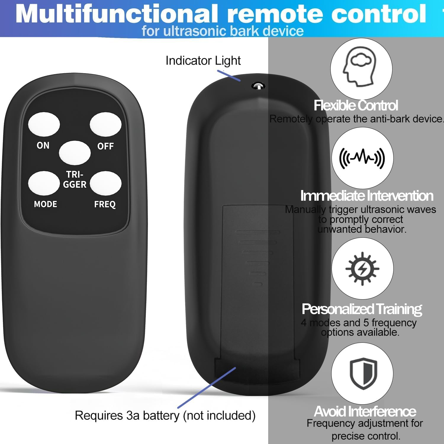 Dog Barking Device,Rechargeable Ultrasonic Dog Bark Control Device - Waterproof, 60Ft Remote, Adjustable Modes & Frequencies for Indoor & Outdoor Use image number 2