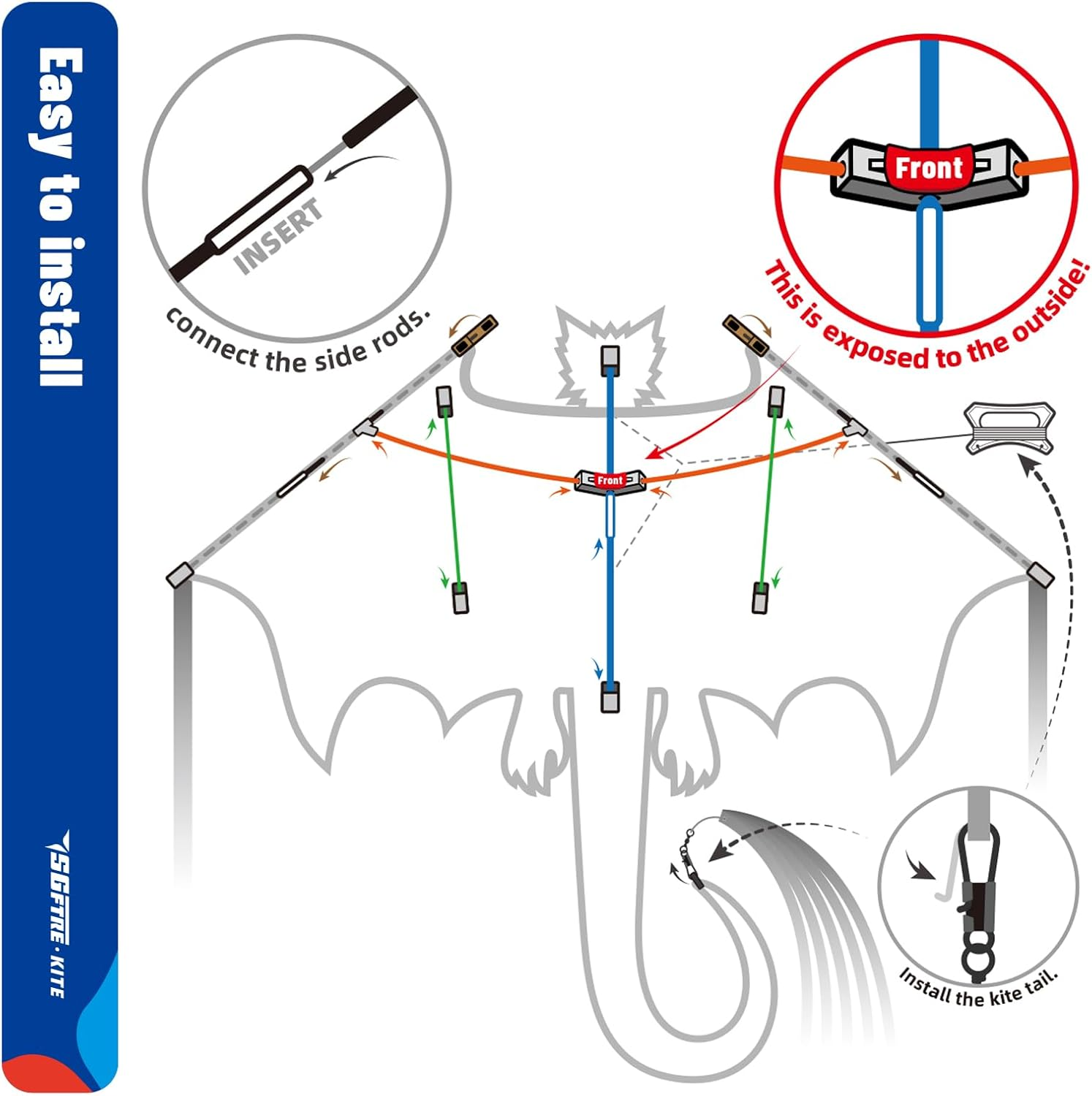 Sgftre Red Evil Dragon Kite for Kids & Adults Easy to Fly,Single Line String with Tail for Beach Flying Kites,Kite for Outdoor Activities Family Parties and Beach Games