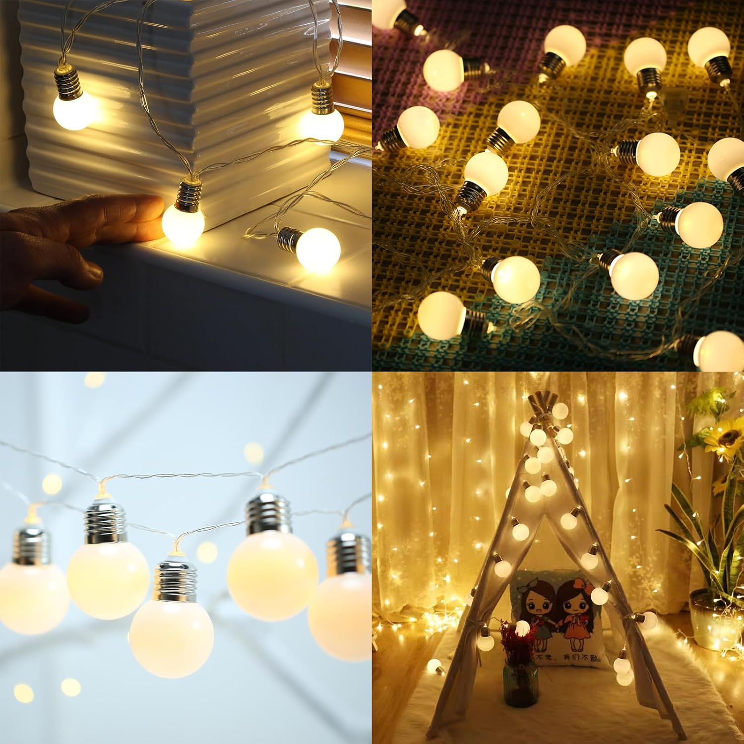ENLACE LED Fairy Lights Bulbs, 1.5 M 10 LED Light Bulb, Party Fairy Lights, Battery Operated, 5 Cm Balls, Fairy Lights Balls for Wedding, Children'S Room, Christmas, Garden, Party Decoration image number 2