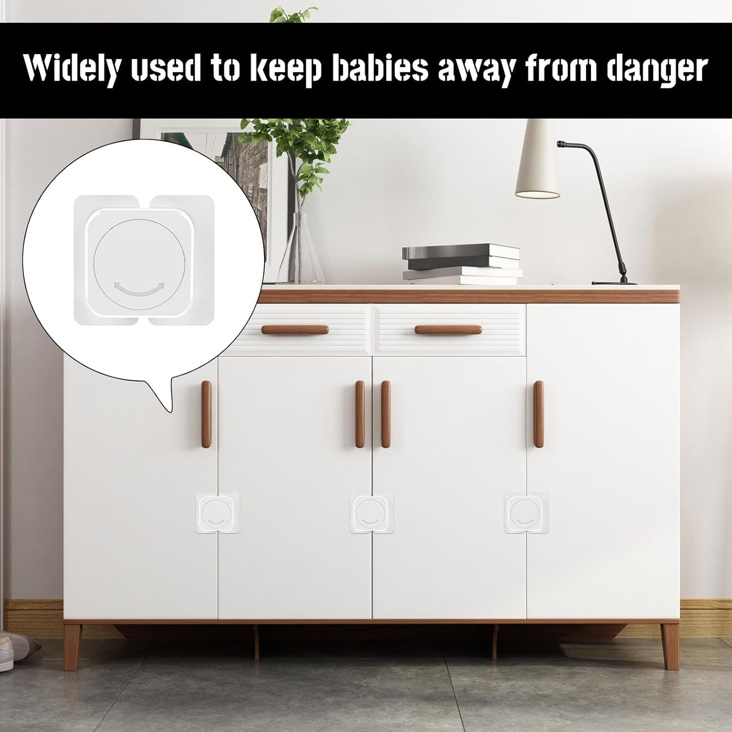 Baby Proof Cupboard Locks, 6Pcs Child Safety Locks, Child Lock, Kitchen Cupboards Closet Drawers Refrigerator Door Safety Strap Locks with Strong and Removable Adhesive No Tools and Drilling Required image number 4