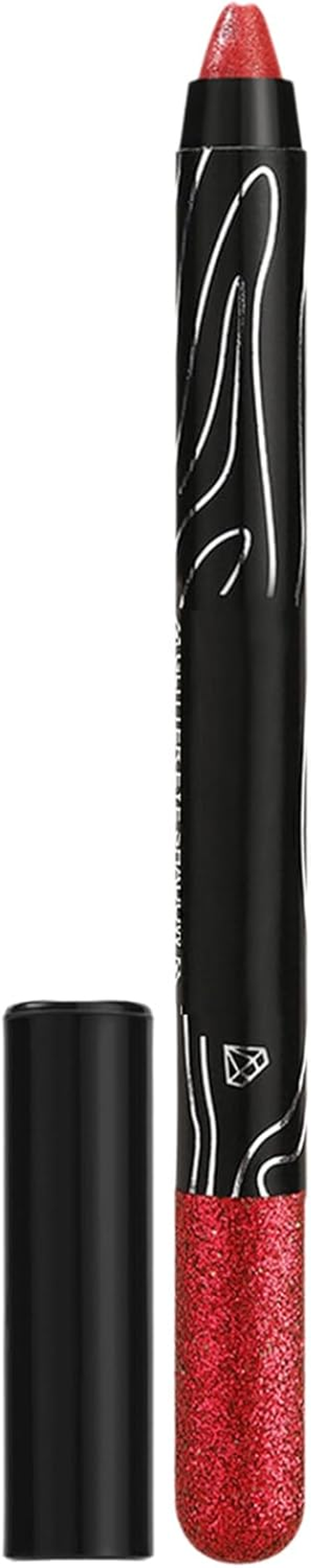 Hedmy Creamy Glitter Eyeshadow Stick Waterproof Pearl Shimmer Makeup Long Lasting Glide on Pen for Parties and Weddings Burgundy One Size image number 4