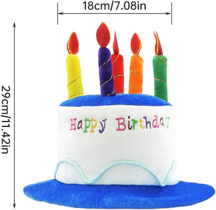 Plush Birthday Cake Hat with Tilted Candles, Unisex Adult Party Headwear, Fancy Dress Party Hats for Festive Events, Costume Accessories image number 3