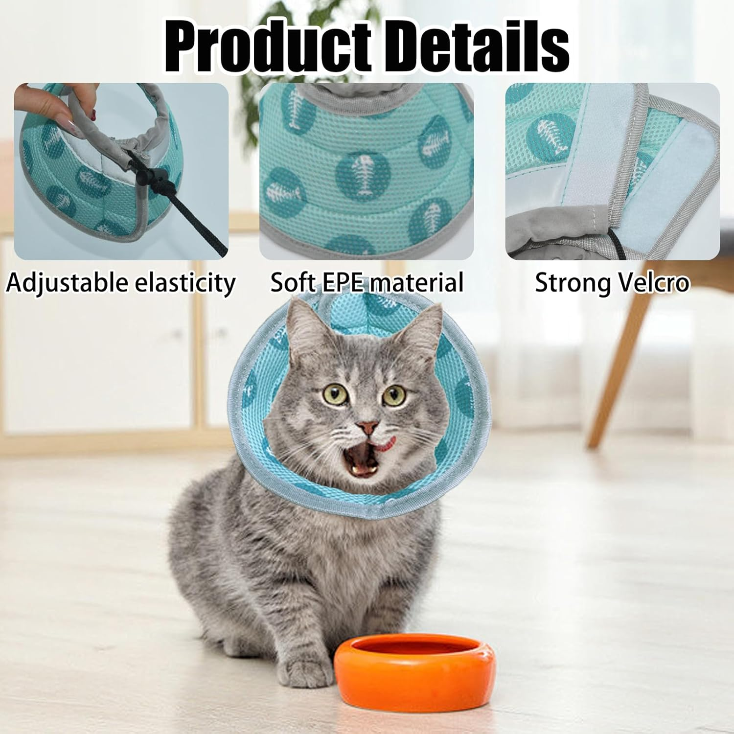 Cat Collar Soft Adjustable Cat Collar Protect Neck after Surgery Stop Licking Medium image number 2