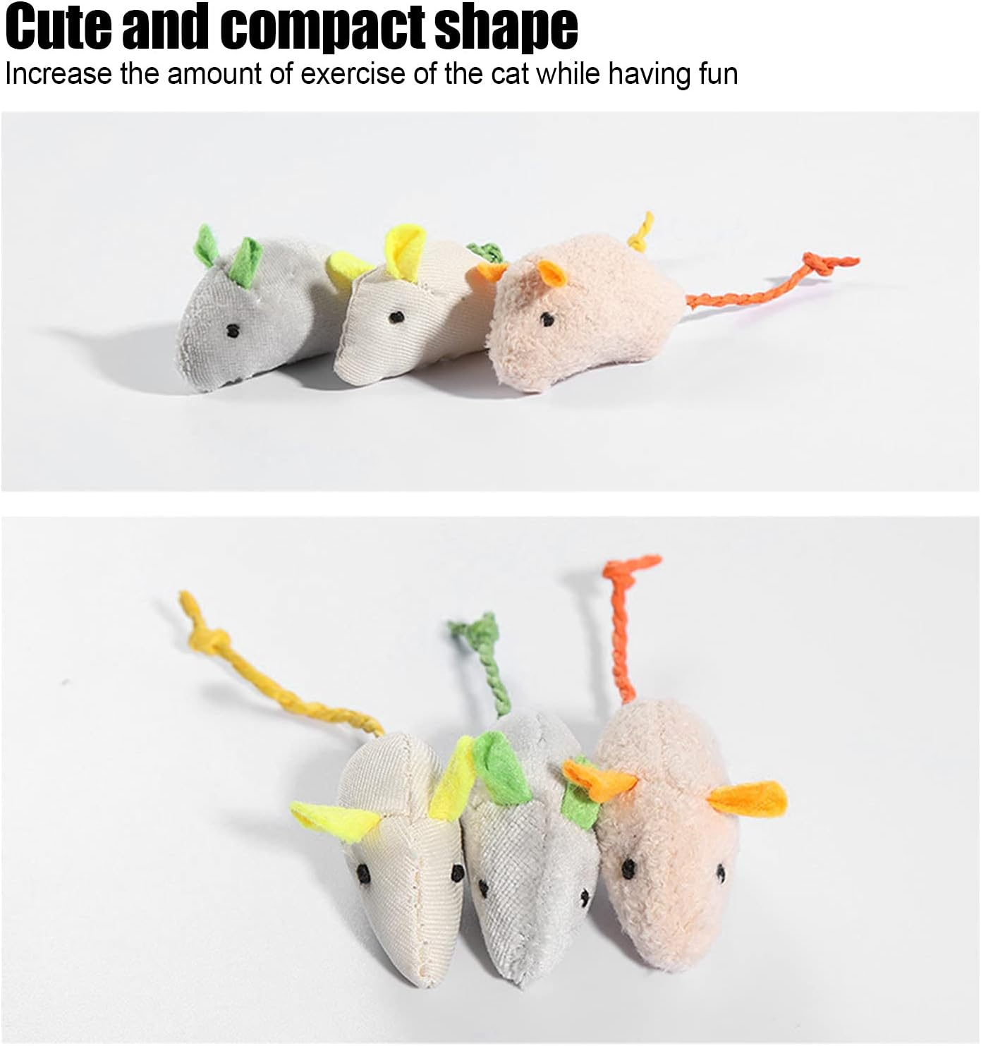 3Pcs Plush Mouse Toys for Indoor Cats Realistic Simulated Mouse Interactive Cat Toys Balls Mice Catnip Toys image number 1