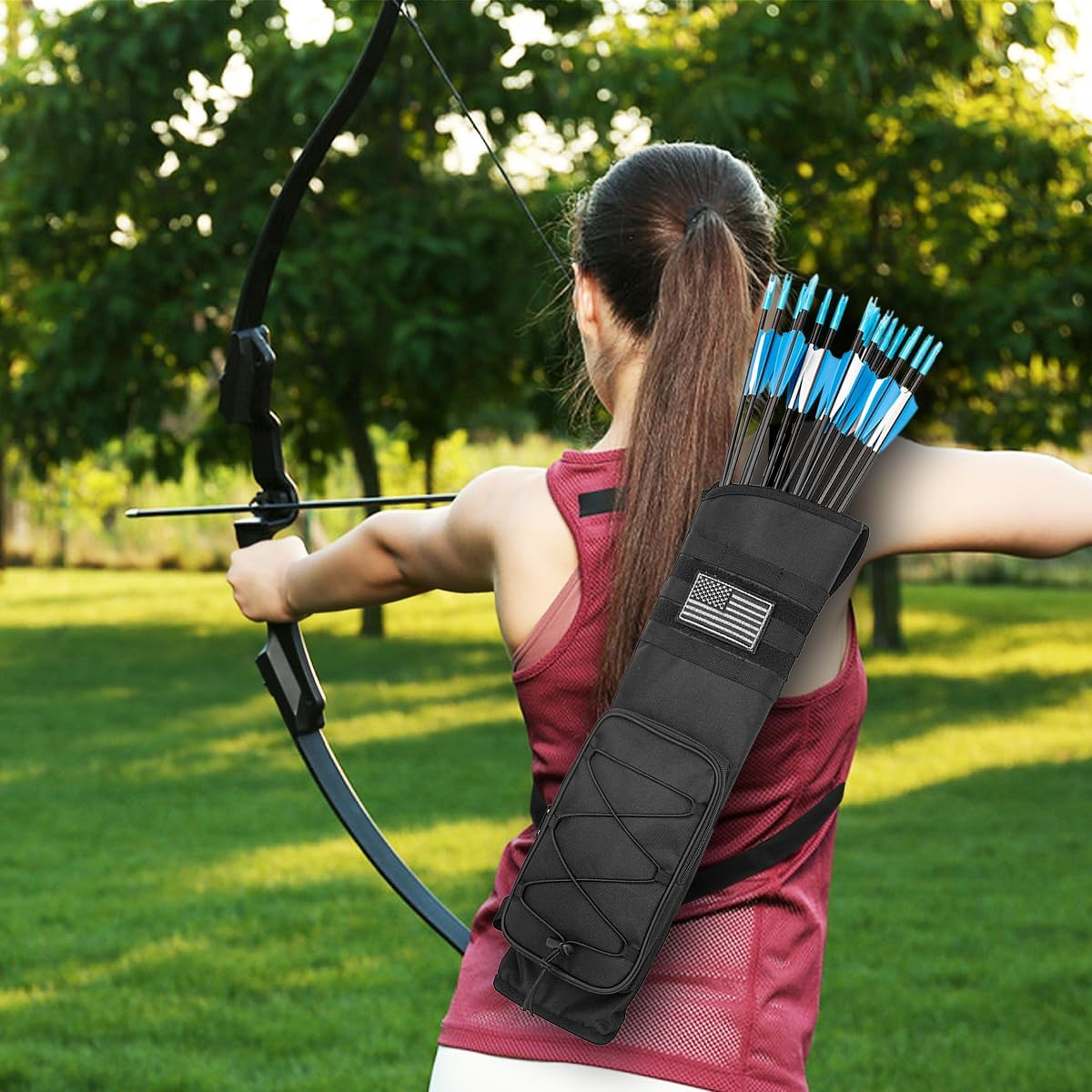 Arrow Quiver Archery Arrow Quiver Holder Adjustable Arrow Backpack Bag Holder Hip Archery Shoulder Bag Back Quiver for Bow and Target Practicing - Black image number 4