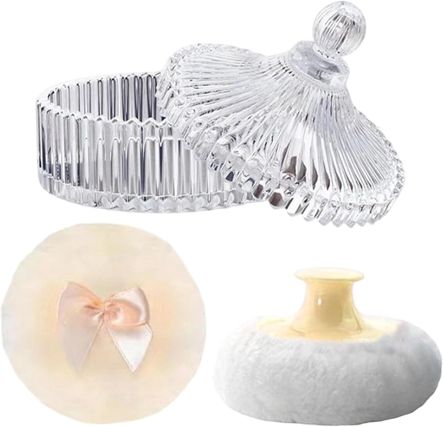 Large Body Powder Puff and Container,Soft Washable Applicator with Case | Dusting Powder Container Puff - for Face Beauty Foundation Setting Wet Dry Makeup Travel Valentine'S Day Stocking Stuffers (Yellow)