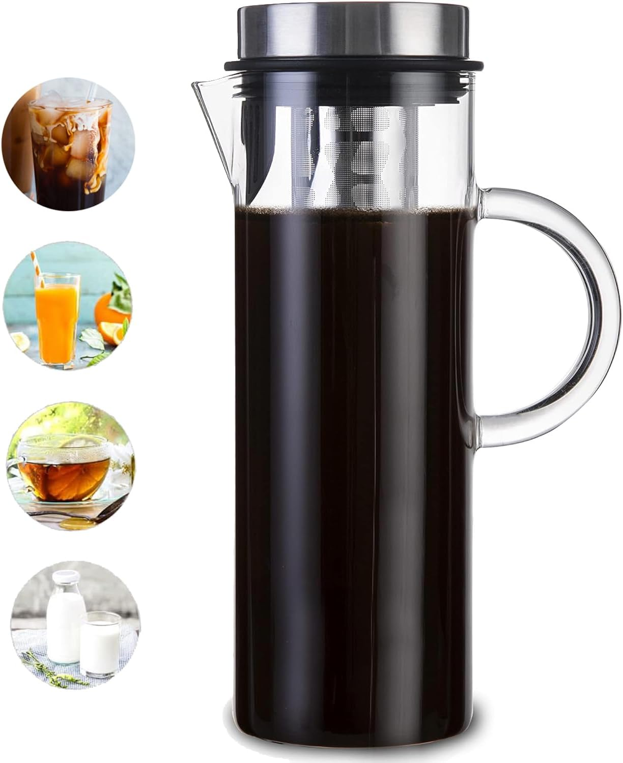 Mr Towels Deluxe Cold Brew Coffee Maker with Removable Stainless Steel Filter (Stainless Steel 44Oz/1300Ml/1.4Qt) image number 3