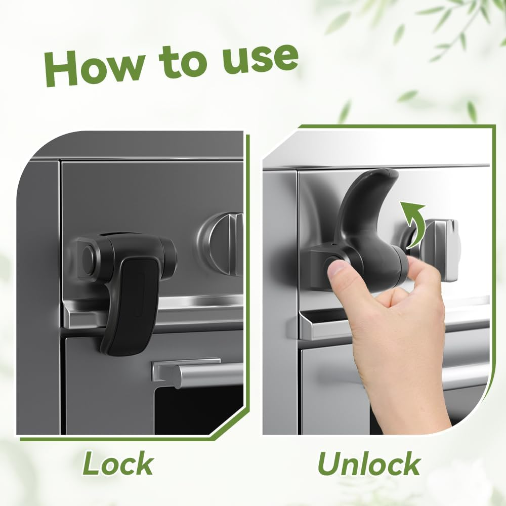 SAFELON 1 PC Baby Safety Oven Door Lock, Kitchen Safety Locks for Babies, Childproof Oven Locks for Kids, Heat-Resistant, No Screws & Drilling (Black)