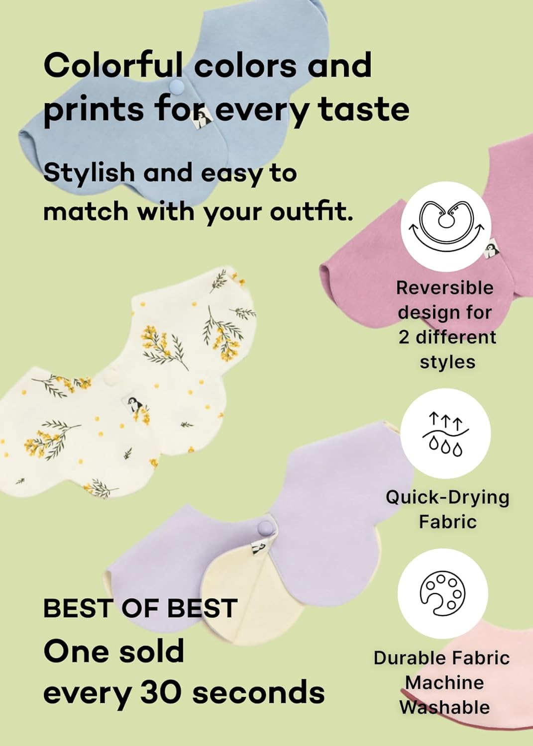 Konny Baby Bib 5-Pack Reversible Soft and Absorbent Bandana for Drooling and Teething Newborn Boys Girls Baby Essentials image number 3