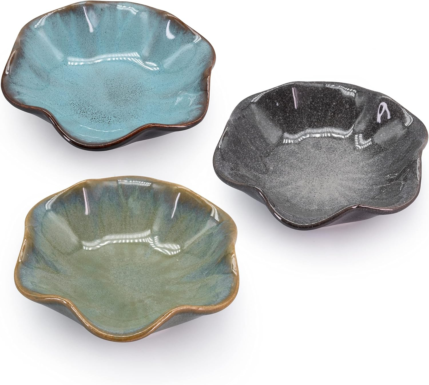 LINXUXIE Ceramic Stable Spoon Rest 3PCS Multifunctional Glaze Ceramic Dinner Plates Set Heat Resistant Porcelain Spoon Utensil Holder in Kitchen Counter Kitchen Dining Table Decor (Sunflower 3PCS)