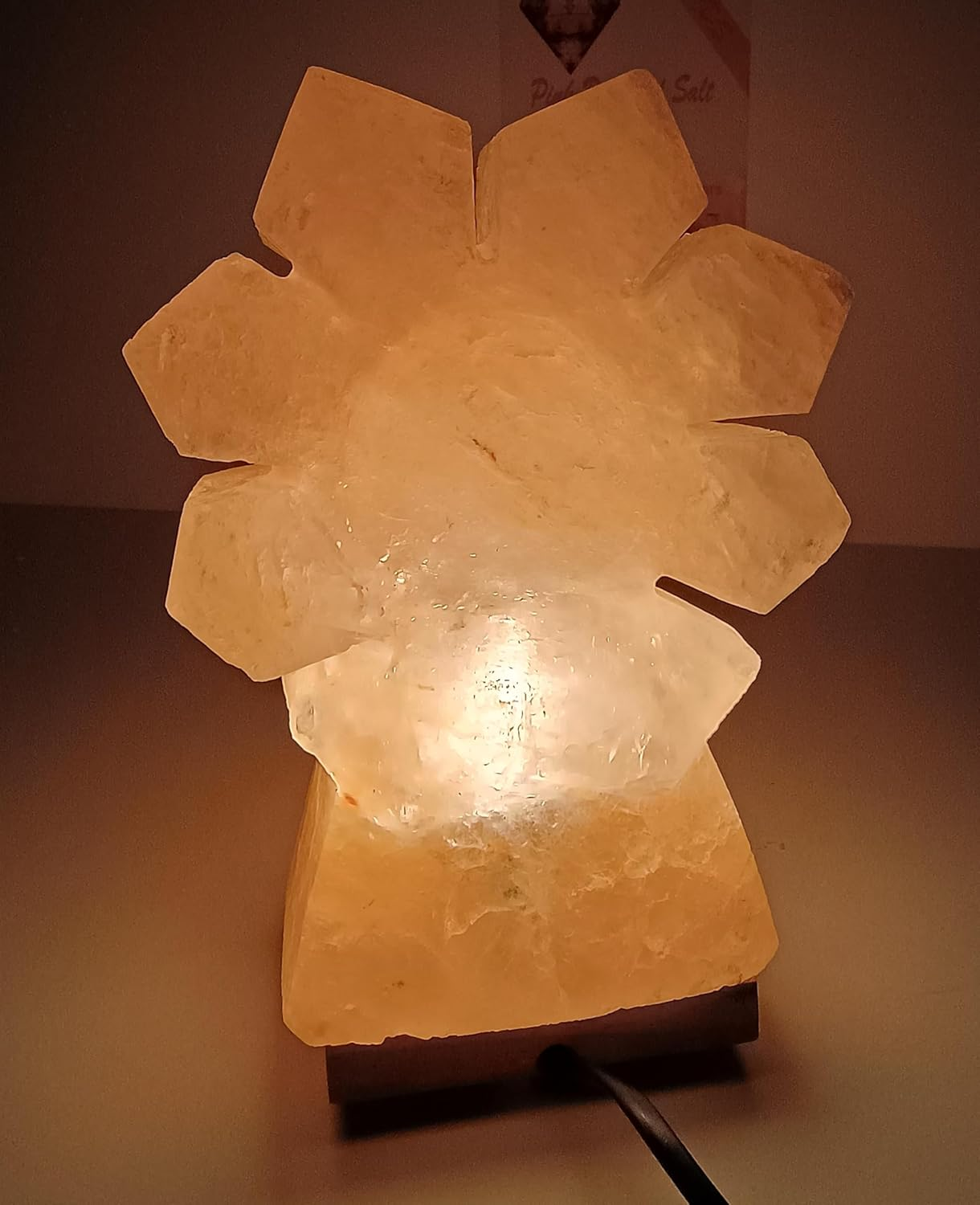 Himalayan Premium Natural Sun Flower Salt Lamp 100% Authentic, Beautifully Hand Crafted Sun Flower Salt Lamp Comes with Complete Electric Fitting image number 4