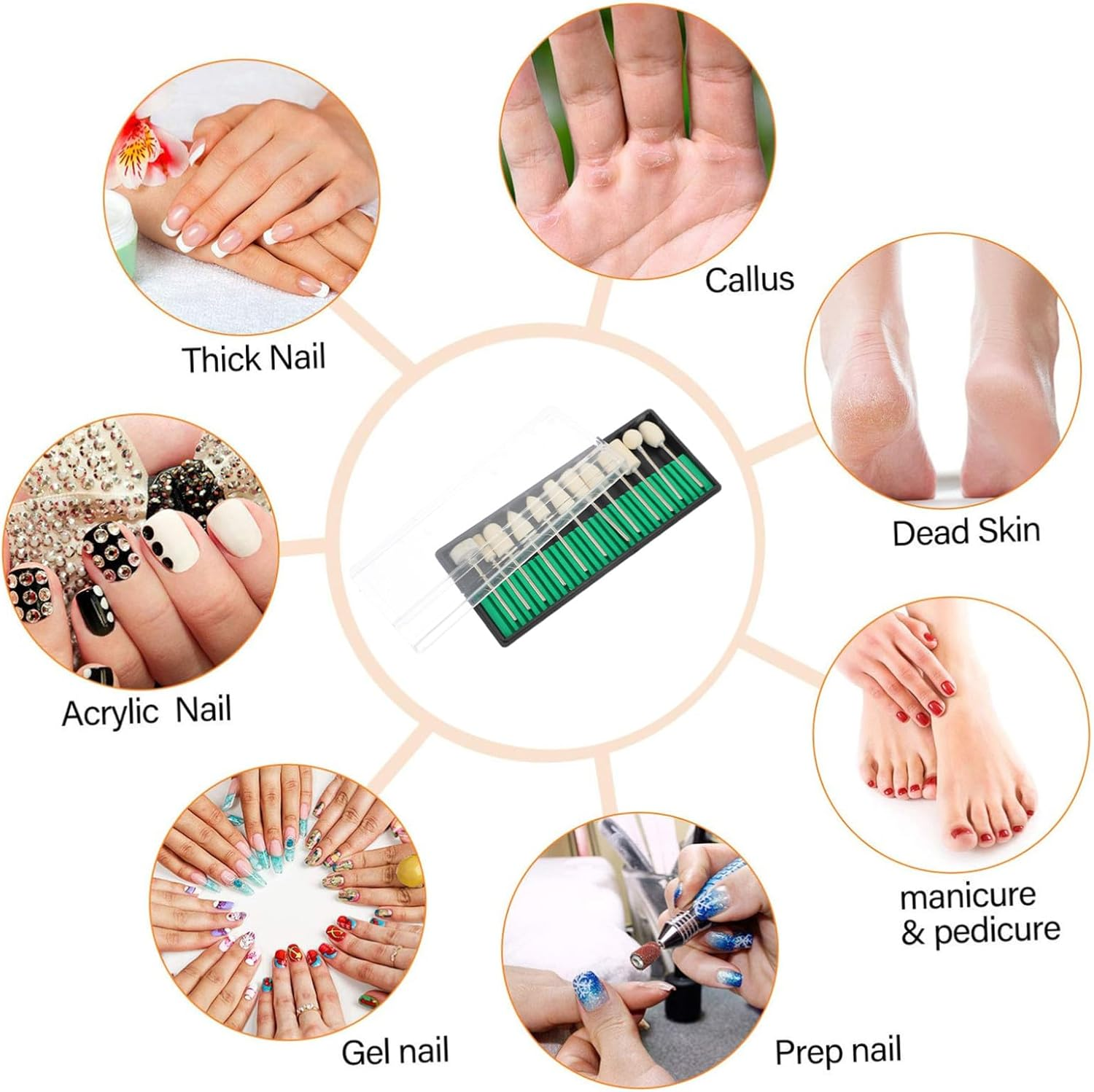 OATIPHO Wool Nail Drill Bit Set 12 Pieces Polishing Buffing Nail Manicure File Bits Professional Pedicure Use image number 2
