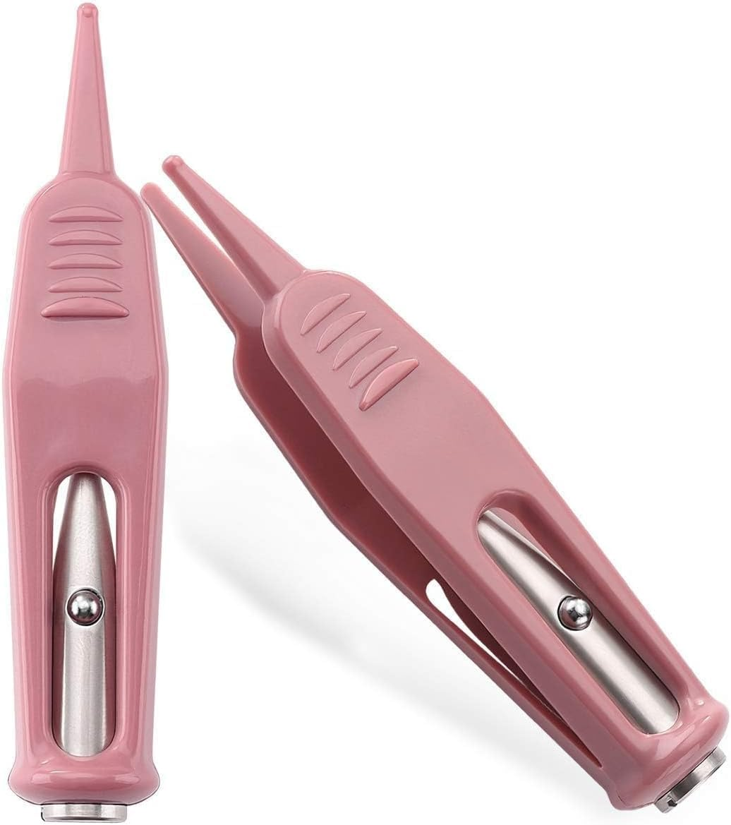 1PCS Infant Nose Cleaning Tweezer with LED Light Round-Head Safe and Effective Clip Care Ear Nose Navel Clean Tool Nipper Plier Pincet Forceps for Relieves Stuffy Nose