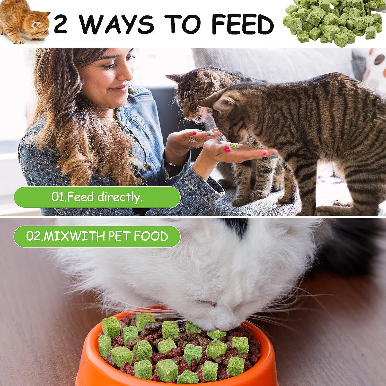 Cat Grass Treats for Cat, 120G Freezed Drying Snacks for Cats, Edible Cat Chew Toys, Kitten Treats for Cleaning Teeth Remove Hair Ball (120G) image number 4