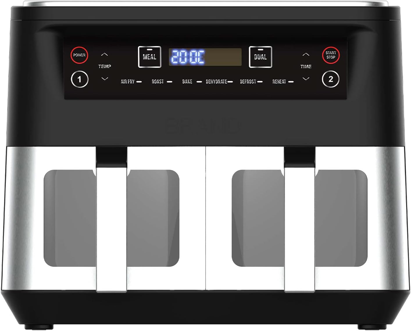 Kitchen Couture Dual Draw 10 Litre (2 X 5 Litre) Stainless Steel Air Fryer - Dual Cooking Zones, LED Display, Rapid Air Circulation, 1600W Black Silver image number 3