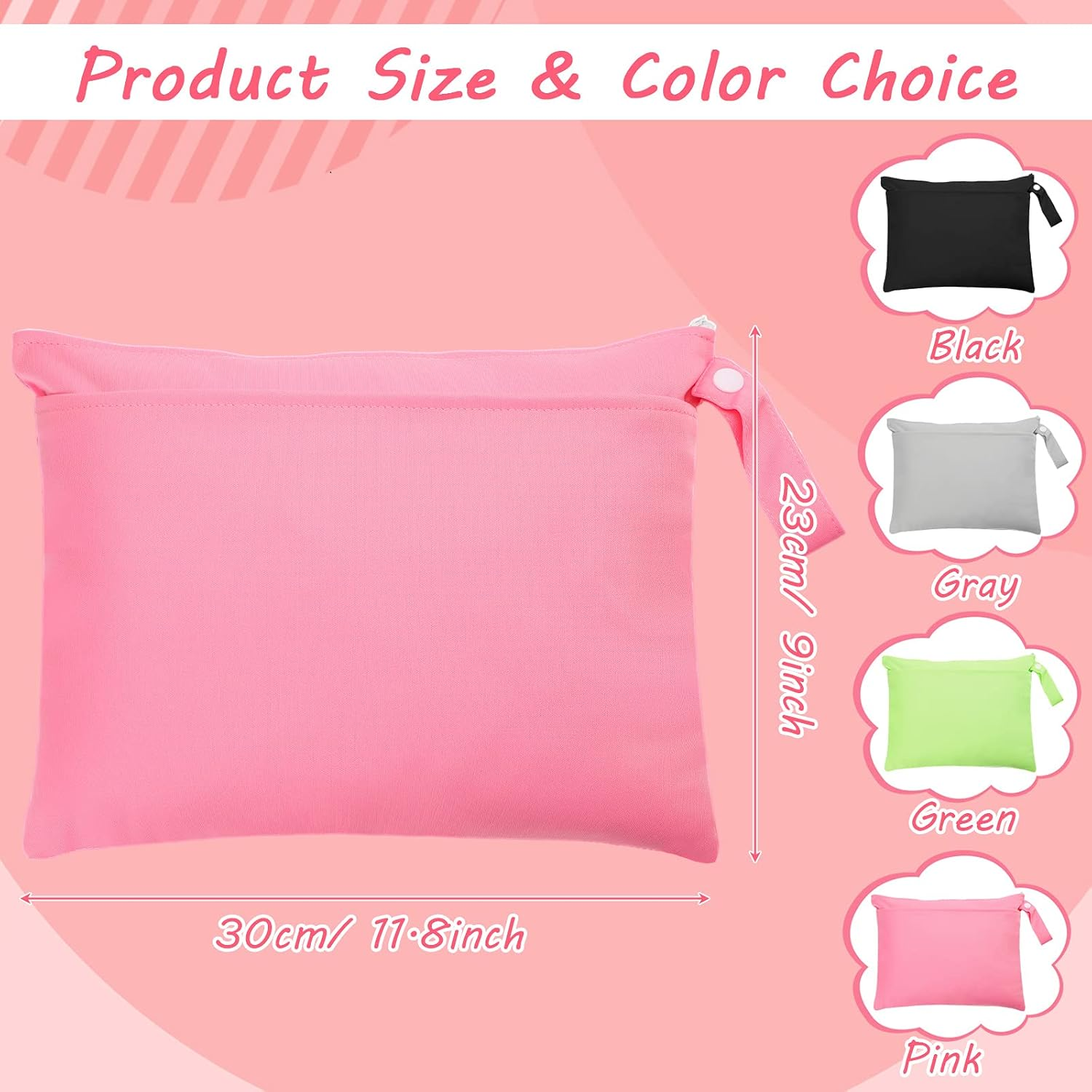 Shappy 4-Piece Wet Dry Bags for Baby Cloth Diapers, Reusable with 2 Pockets, Separates Wet & Dry Items, Perfect for Travel, Gym, Beach & More