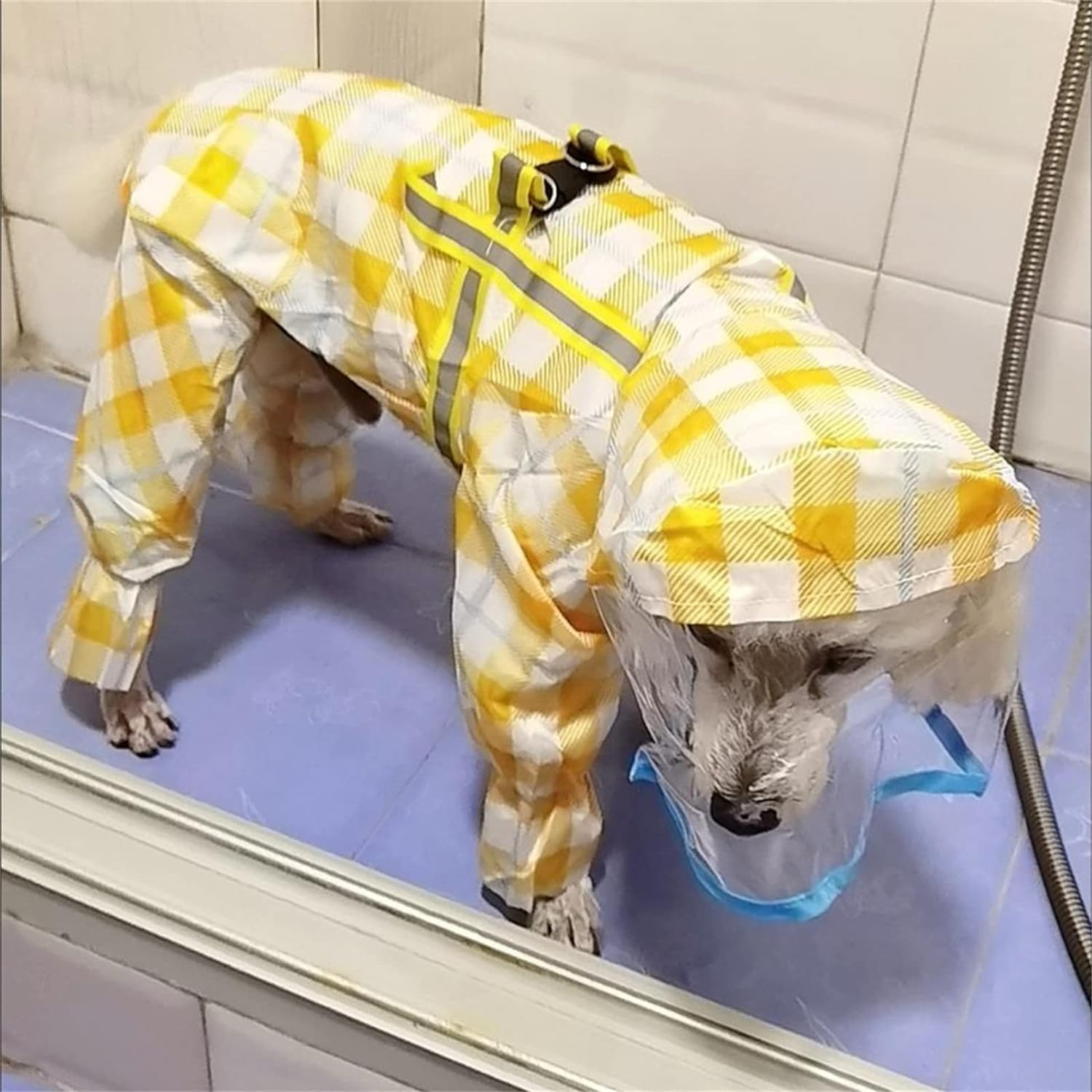 Full Cover Pet Raincoat,Waterproof Dog Raincoats with Hood for Small Medium Large Dogs,Poncho with Reflective Strap, Lightweight Rain Jacket with Leash Hole (Yellow, L) image number 2