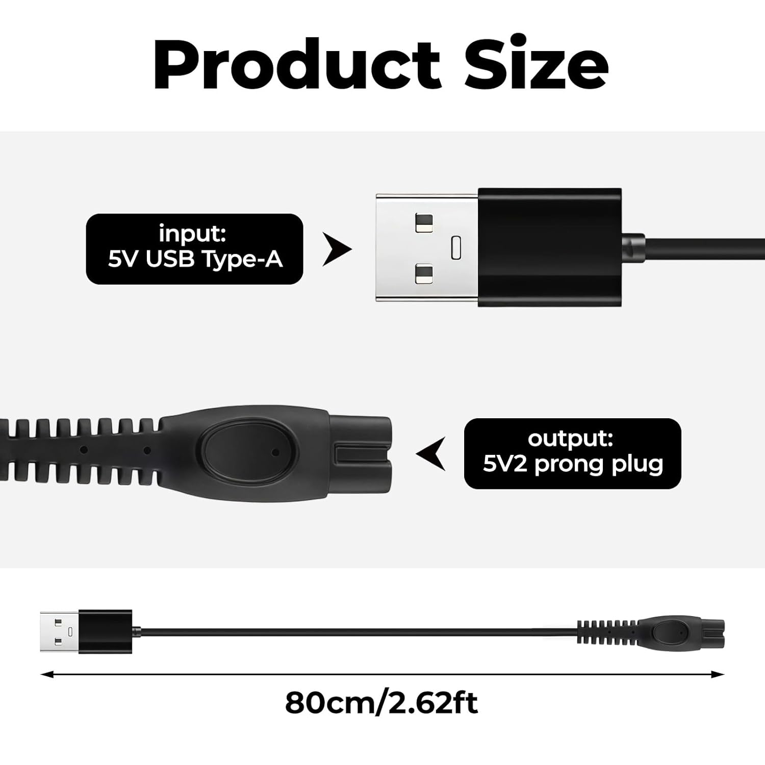 Vymoreon 5V Charger for Philips Trimmer and One Blade - 1M/3.3Ft USB Charging Cable Compatible with Philips Shaver PQ888 PQ889 S9647 S7832 S7837 S8850 S9642 X5005 X5009 S5835 S5836 S1112 S1115 S1118 image number 5