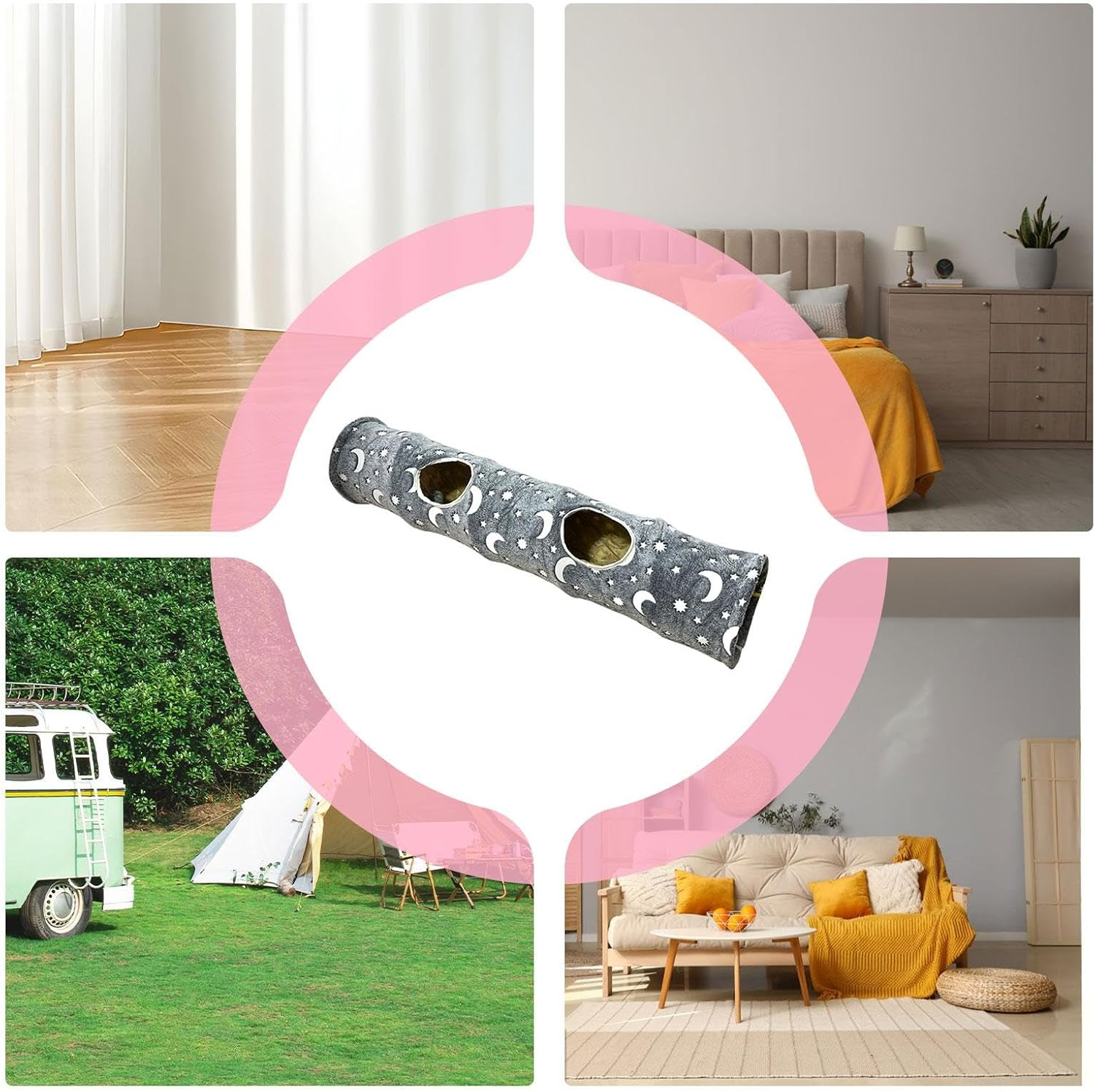 Kitten Tunnel, Glowing in the Dark Cat Toy Tube, Cat Hideaway, Crinkle Tunnel, Straight Entertaining Cat Toys, Cat Bag Toy for Small Pets, Cats - Blue image number 5