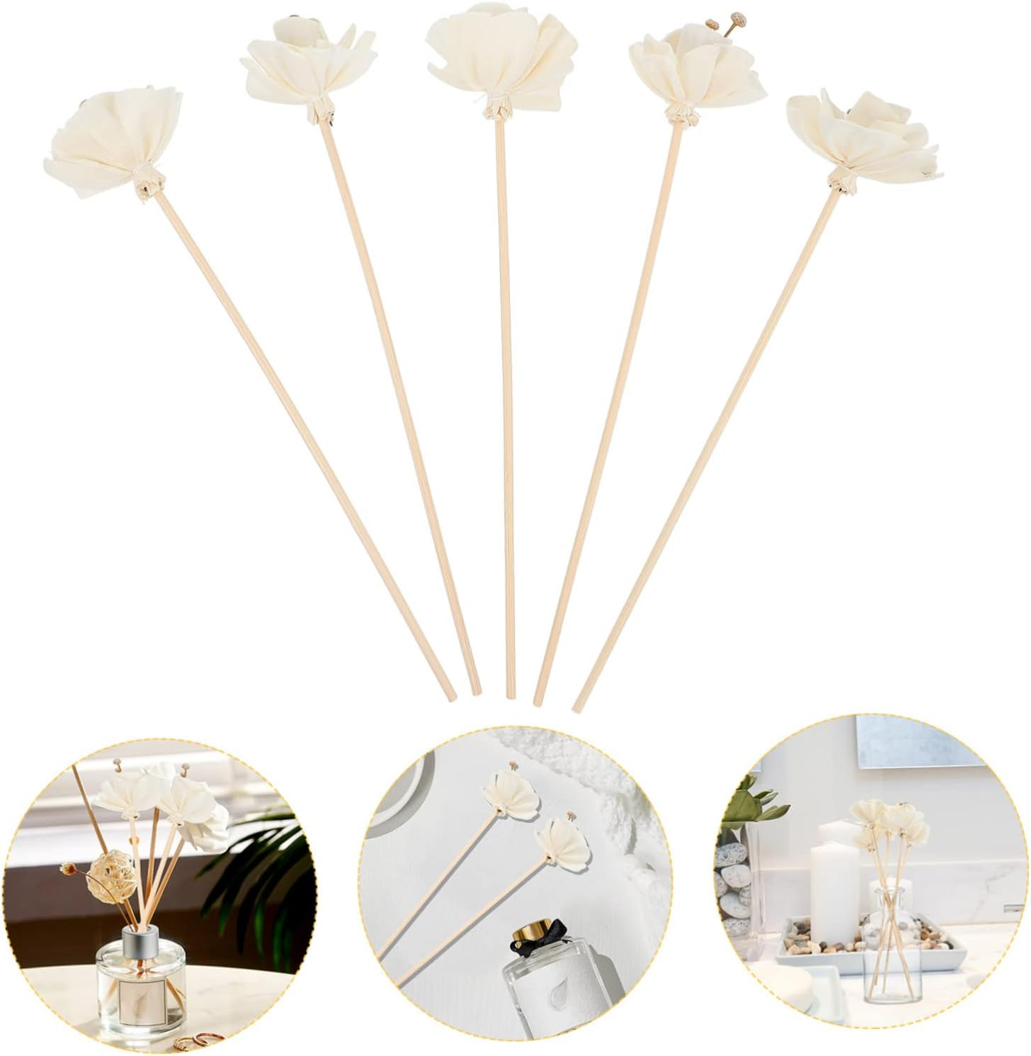 Ciieeo 5Pcs Peony Aromatherapy Flower Diffuser Sticks for Home Products Fragrance Sticks Artificial Flowers for Decoration Aroma for Essential Oil Vines in House Decor image number 1