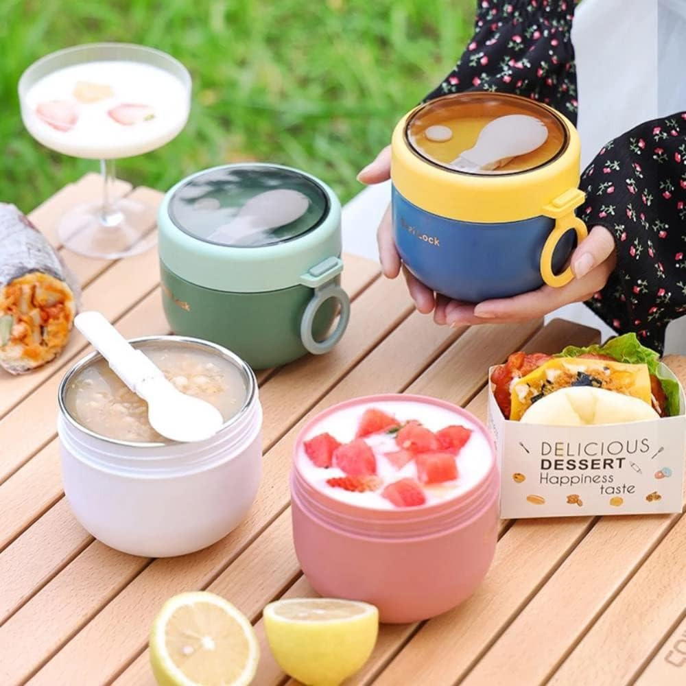 Lunch Box Thermal Food Flask Stainless Steel Insulated Food Soup Jar Container #Pink - Pink image number 4
