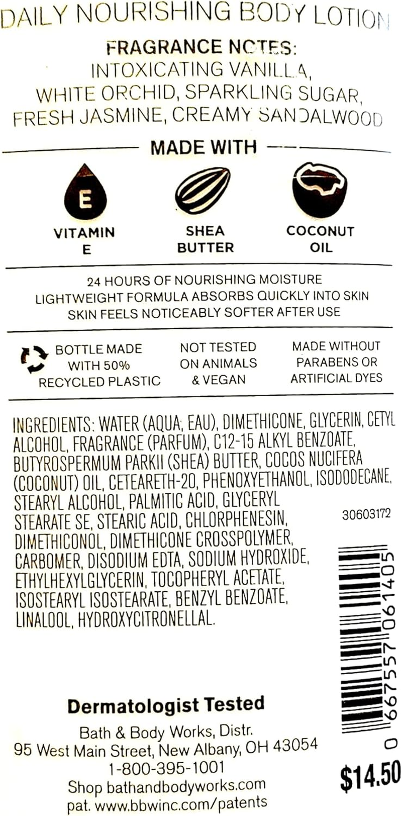 Bath & Body Works Shea and Vitamin E Body Lotion, Warm Vanilla Sugar, 8 Ounce image number 1
