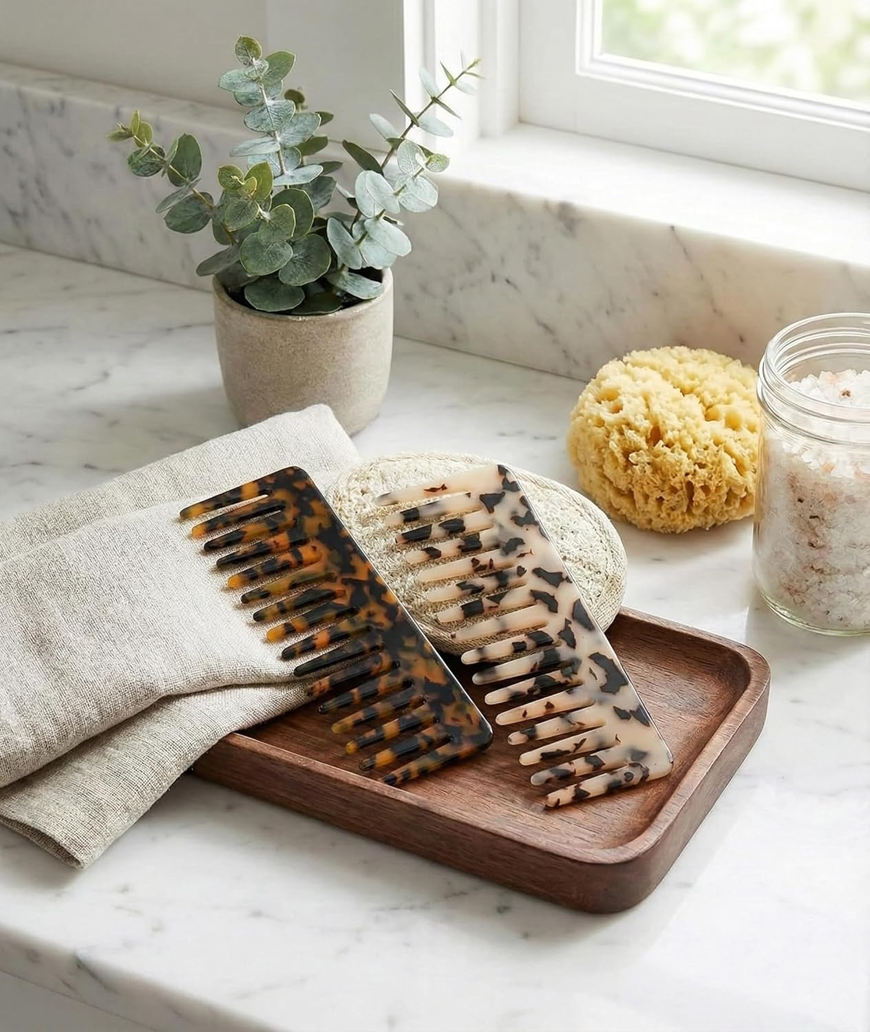 IMTKOOCO Large Hair Detangling Comb Wide Tooth Comb Cellulose Detangler - Professional Combs for Women Thick Curly Wavy Hairs 2 Pack Featuring Hair Comb Wide Tooth Comb and Hairs Combs for Women image number 2