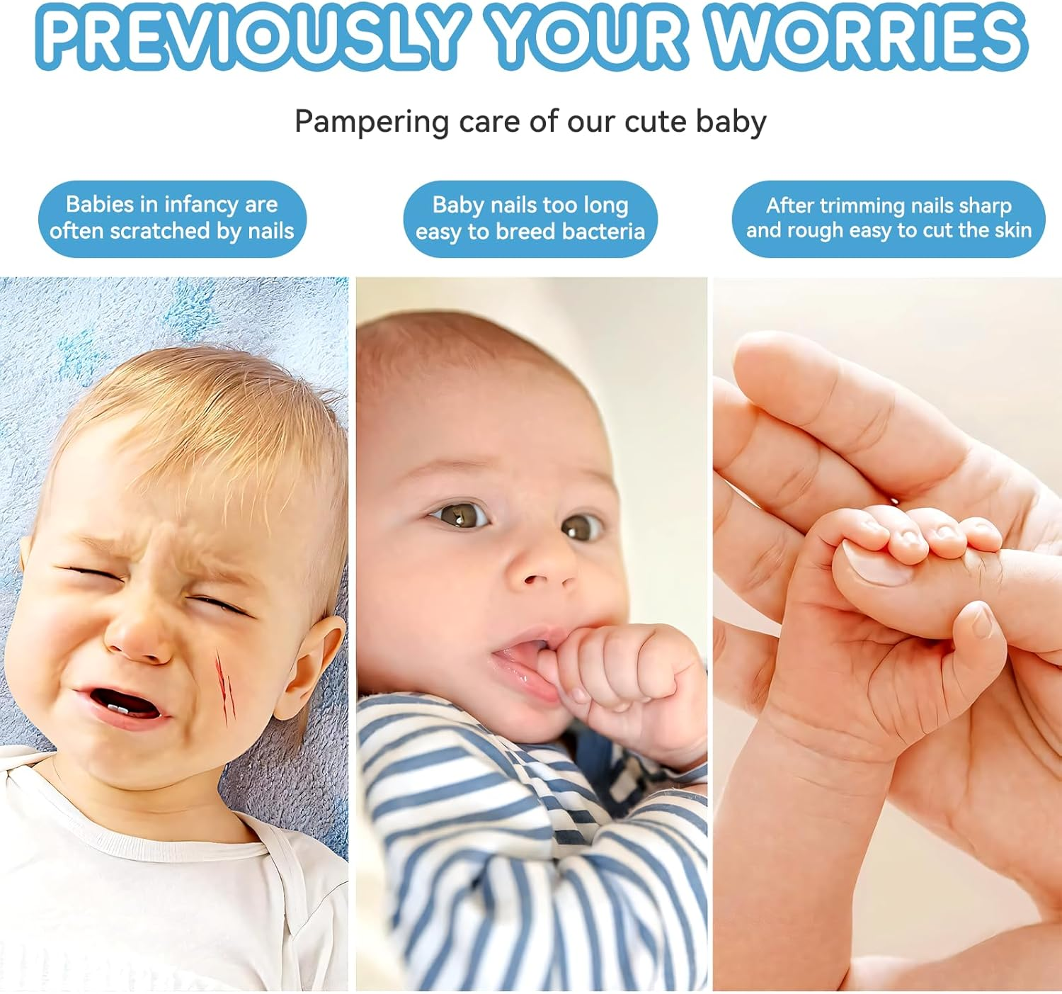 Baby Nail Trimmer Electric, 6 in 1 Baby Nail Clippers, Baby Nail File,Nail File Baby Grooming Kit Manicure Set for Toddler, Newborn or Adults (Grey) image number 3