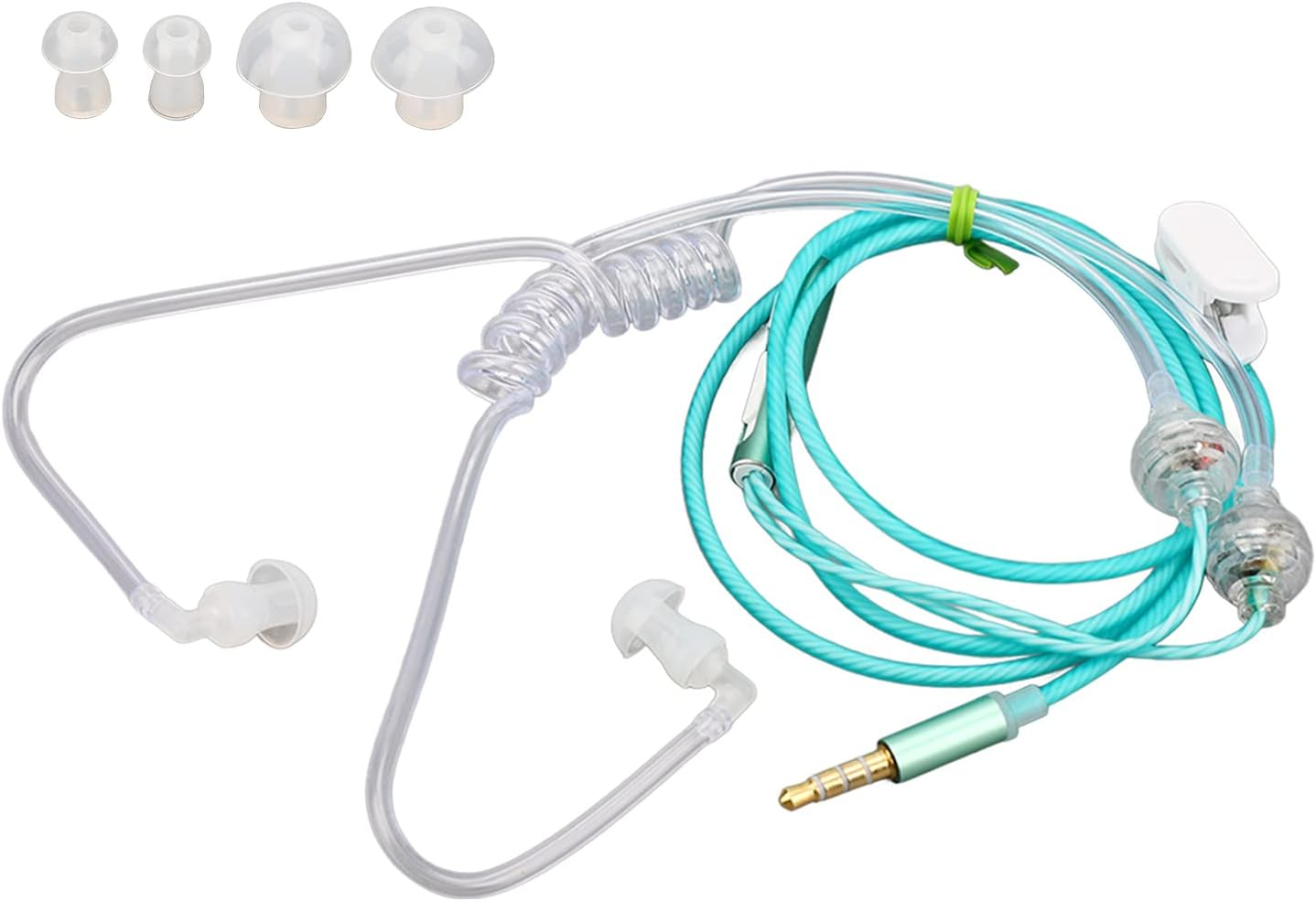 Ergonomic 3.5Mm Air Tube Headset Radiation Noise Reduction for Laptop Tablet Walkie Talkie - Green image number 2