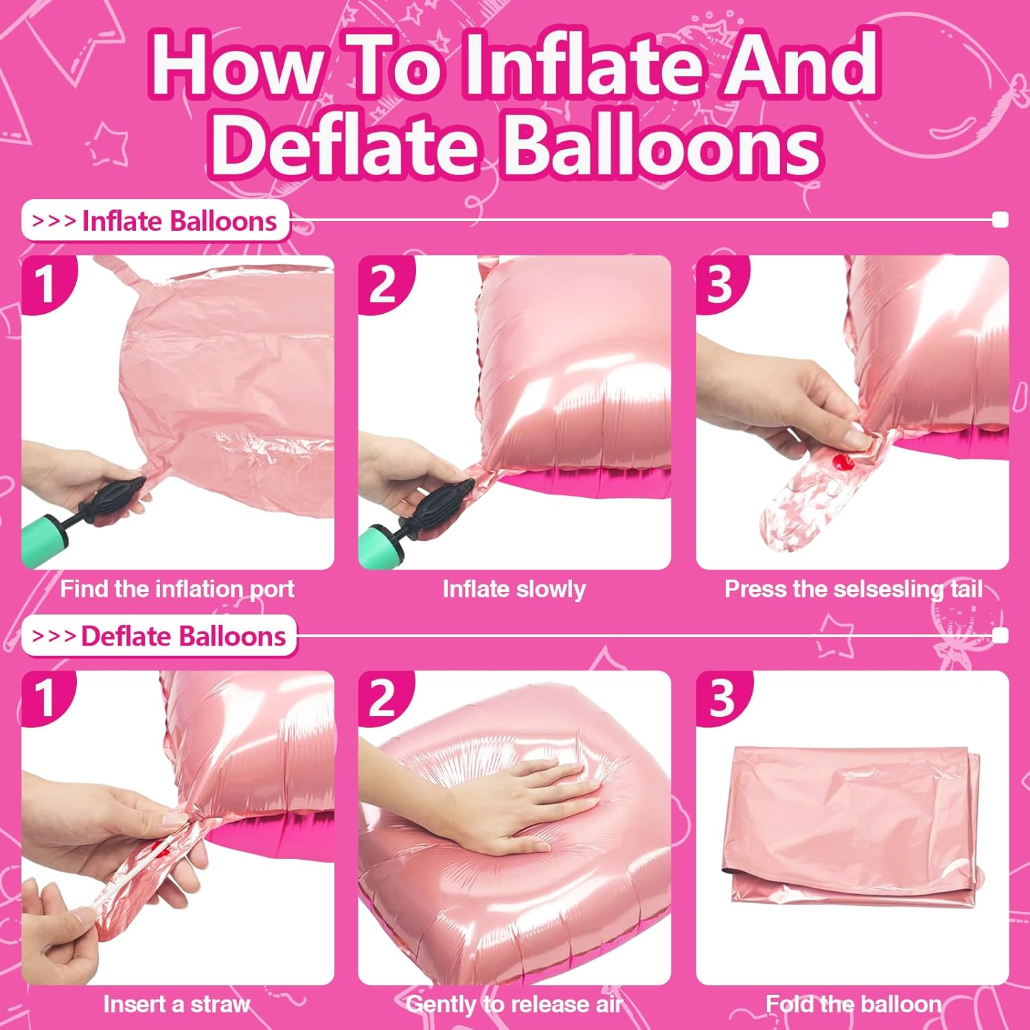 Hot Magenta Pink Square Foil Balloons Wall Backdrop 25PCS Double Sided Metallic Pink Balloons Arch Kit for Girl Anniversary Bachelorette Birthday Engagement Bridal Baby Shower Party Decorations image number 6