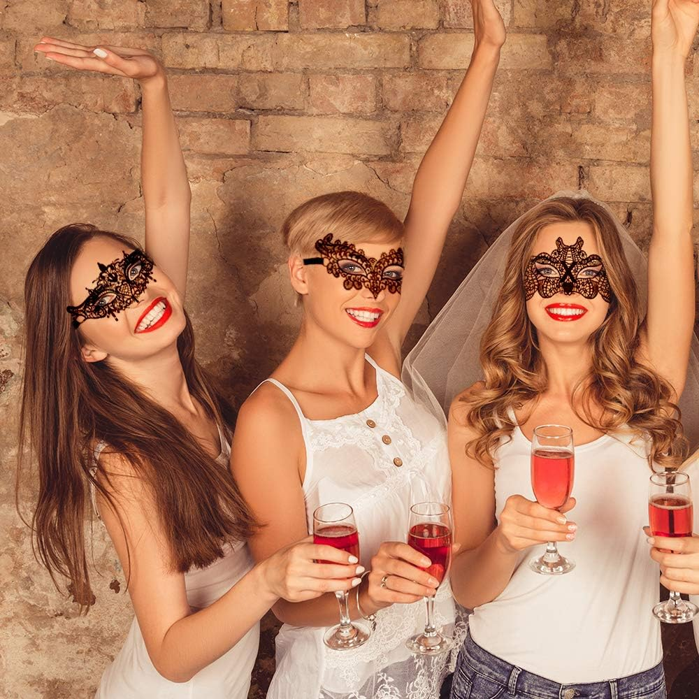 SIQUK 30 Pieces Lace Masquerade Mask Women Venetian Masks Lace Mask image number 2