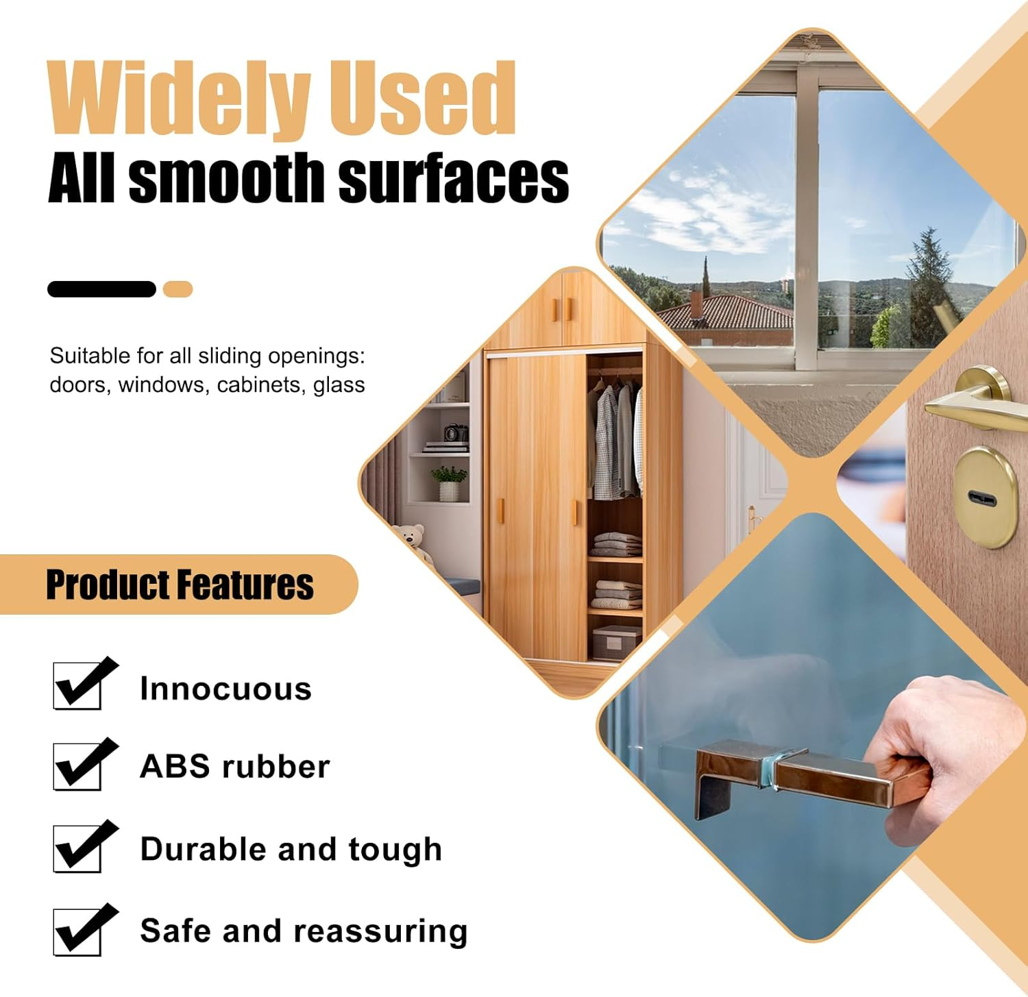 4 Pcs Sliding Door Lock for Child Safety, the Sliding Door Lock Does Not Require Punching Easy to Use and Install for Dangerous Goods Storage and Special Home Appliance Protection at Home image number 5