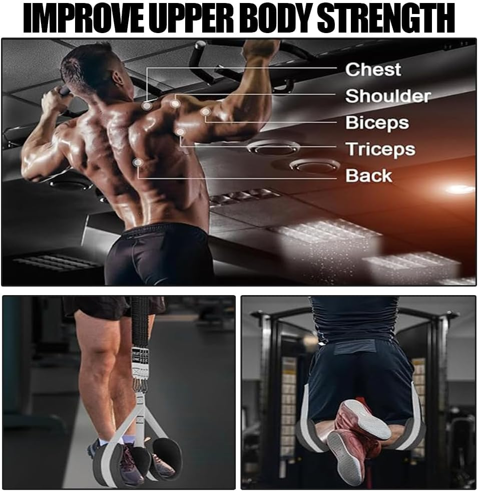SHENMAIDAY Pull-Up Assist Straps Set 225Lbs, 3 Pull-Up Assist Straps Adjustable with Fabric Foot/Knee Support, Heavy Duty Anti-Break Pull-Up Assist Straps for Body Extension Strength Training image number 2