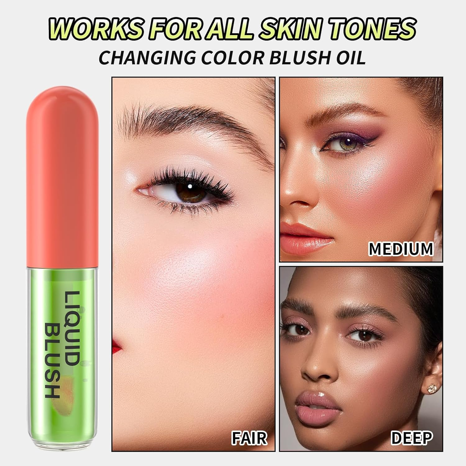MKNZOME 3Pcs Colour Changing Liquid Blush - Clear to Pink Cheek Tint, Blushers for Cheeks Makeup, Moisturizing Cream Blush Oil, Long-Lasting Waterproof Formula, Smudge-Proof Makeup for Radiant Cheeks - Multicolor-1 image number 2