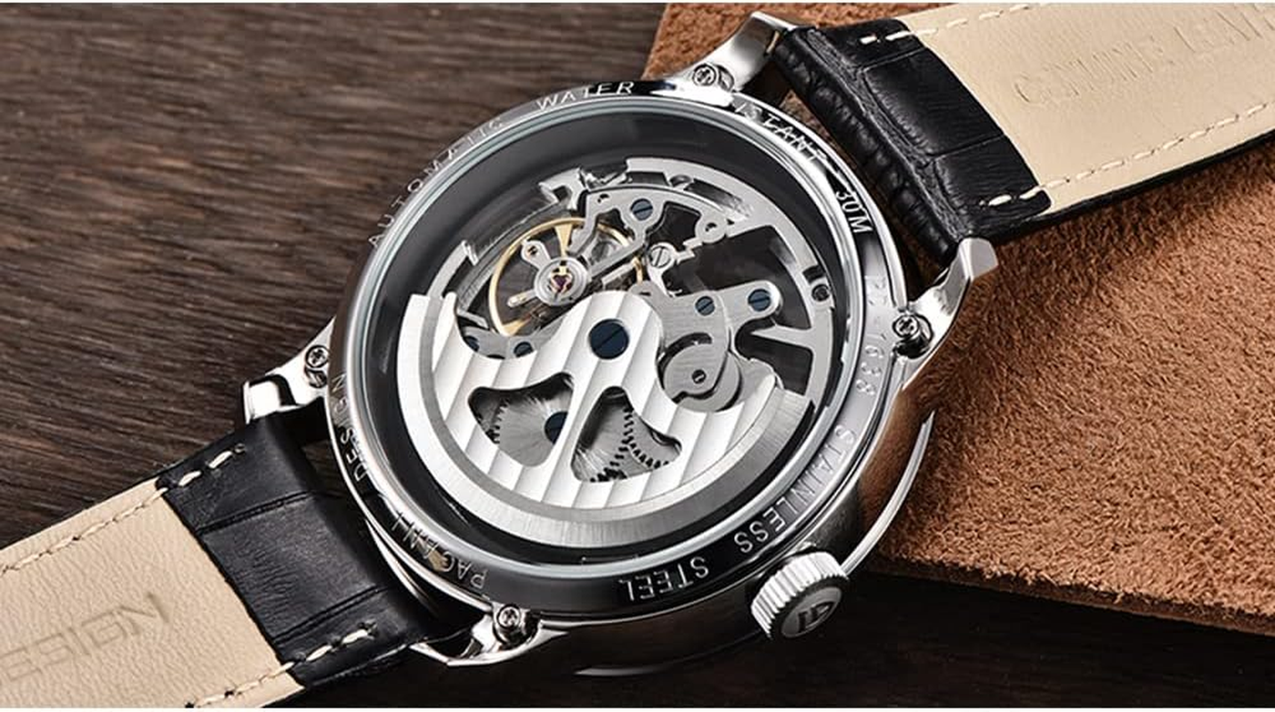 Pagani Design 2024 Men'S Automatic Skeleton, Automatic Stainless Steel Men'S Watch, Leather Strap, Pointer Series, Waterproof up to 100 Metres - Black Series-1638 image number 6