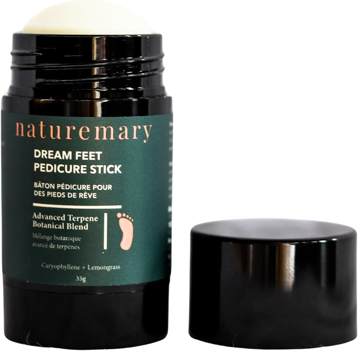 Naturemary Dream Feet Pedicure Stick - Nourishing Foot Balm - with Beeswax, Lemongrass, Babassu Seed Oil, and Mango Seed Butter - 35 G image number 1