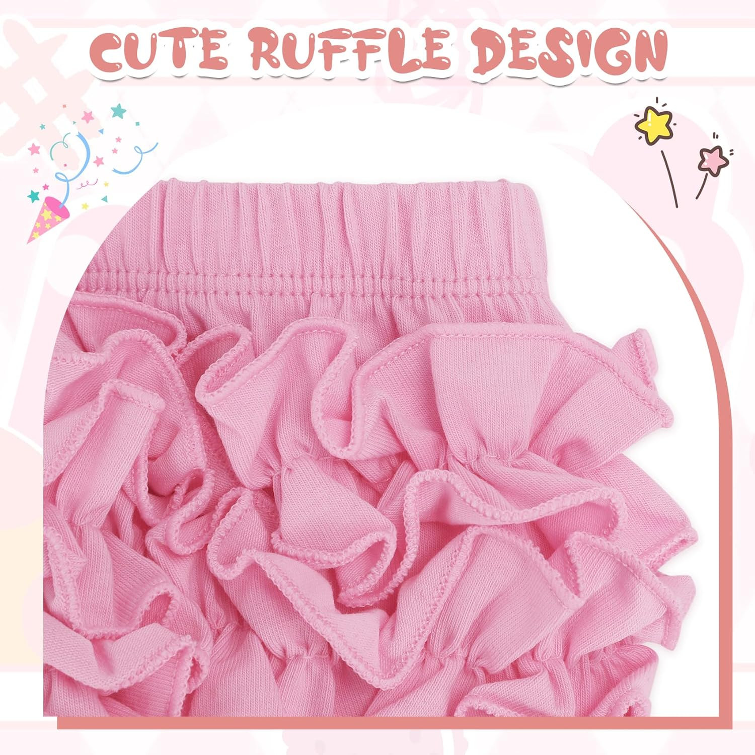 Durio Baby Bloomers for Toddler Girls Ruffle Diaper Covers for Girls Cute Cotton Baby Girl Shorts image number 3