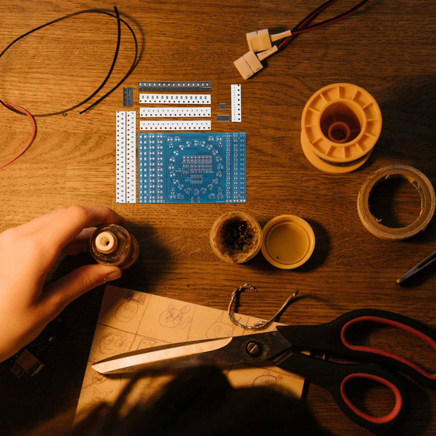 JECOMPRIS 1Set Soldering Kit with Pcb Board for Electronic Component Practice Engineers and Enthusiasts to Hone Welding Skills image number 1
