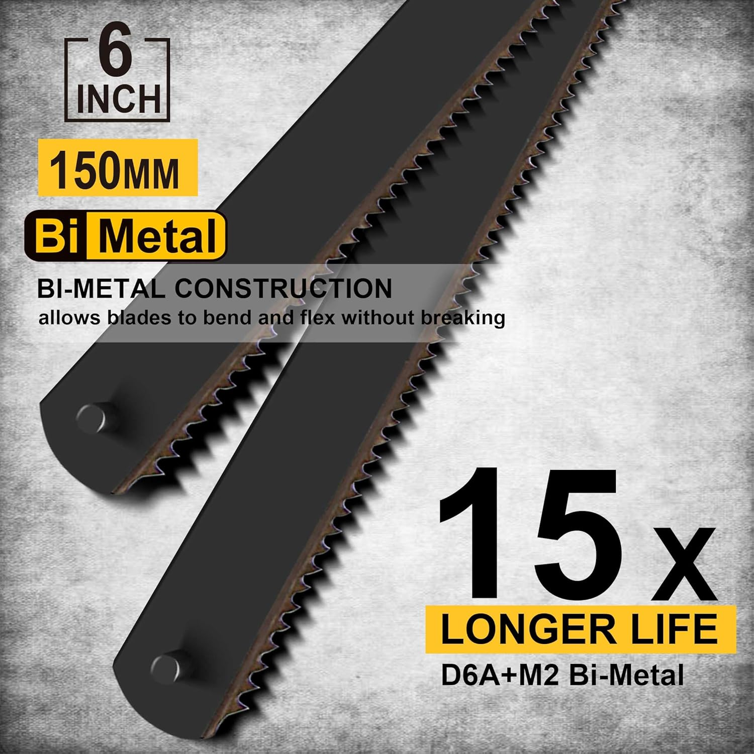 150Mm/6Inch Pro Bi-Metal HSS Mini Hacksaw Replacement Blades, Fine Finish Cut Hacksaw Blade Set 24 TPI - 10Pc. image number 1