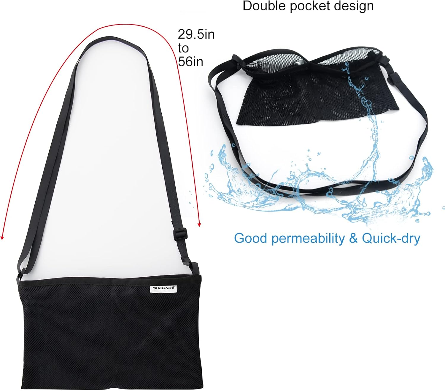 SUCONBE Adjustable Mastectomy Drain Holder-4 Drain Pouches and Shower Bag, for Breast Surgery Mastectomy Breast Reduction Augmentation Post-Surgery Recovery Support Tummy Tuck Patient Care Kit (Black) image number 4