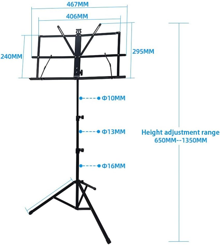 Foldable Music Stand, Portable Lifting and Folding Music Stand with Carrying Bag, Small Music Stand, Folding Sheet Music Stand and Desktop Book Stand, Perfect for Musicians, Students, Performers