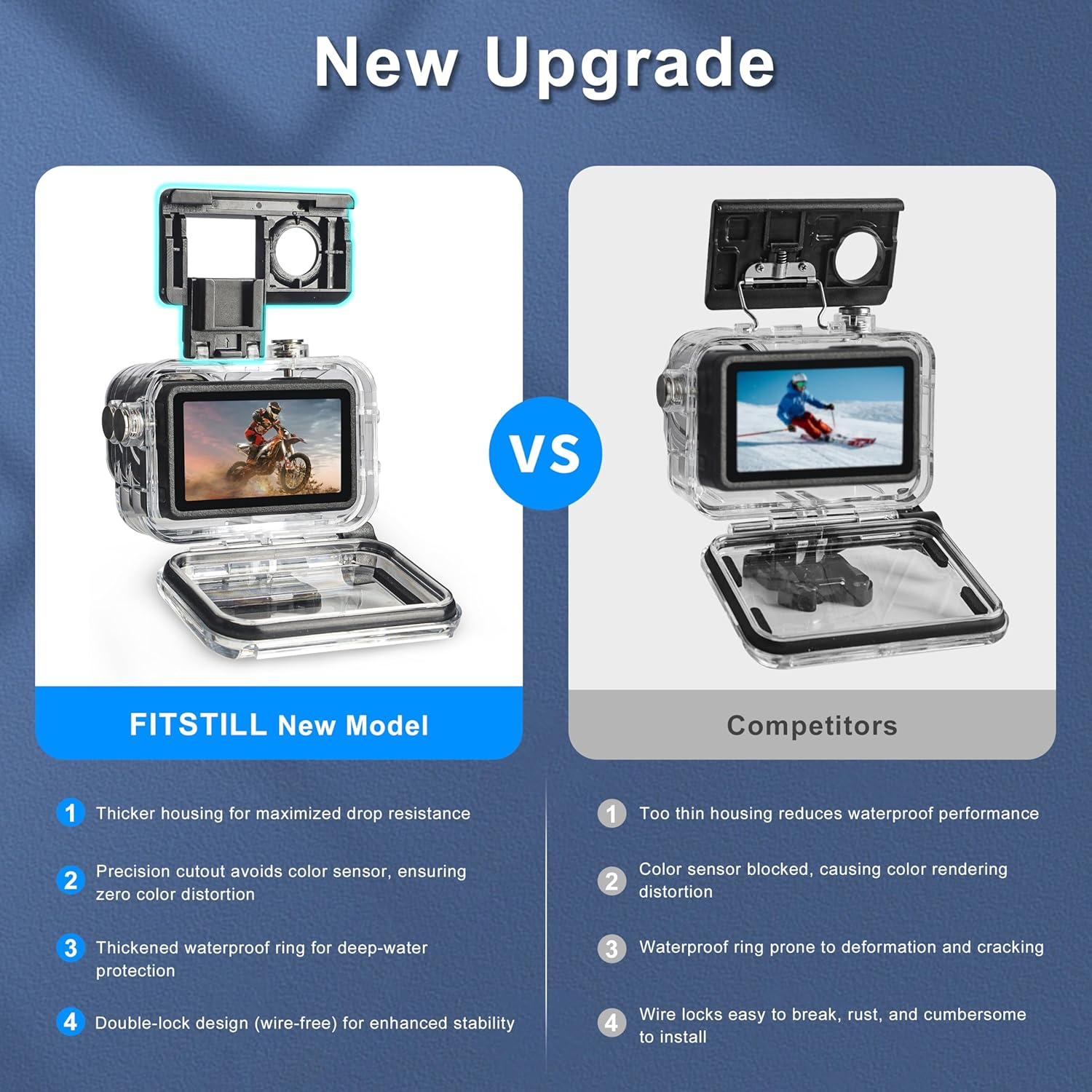 Fitstill 164FT/50M Waterproof Case Compatible for DJI Osmo Action 5 Pro Action 4 Action 3, Underwater Diving Protective Cover Cage Shell Accessories Invisible Dive Housing for Action 5 Pro/4/3 Camera image number 1