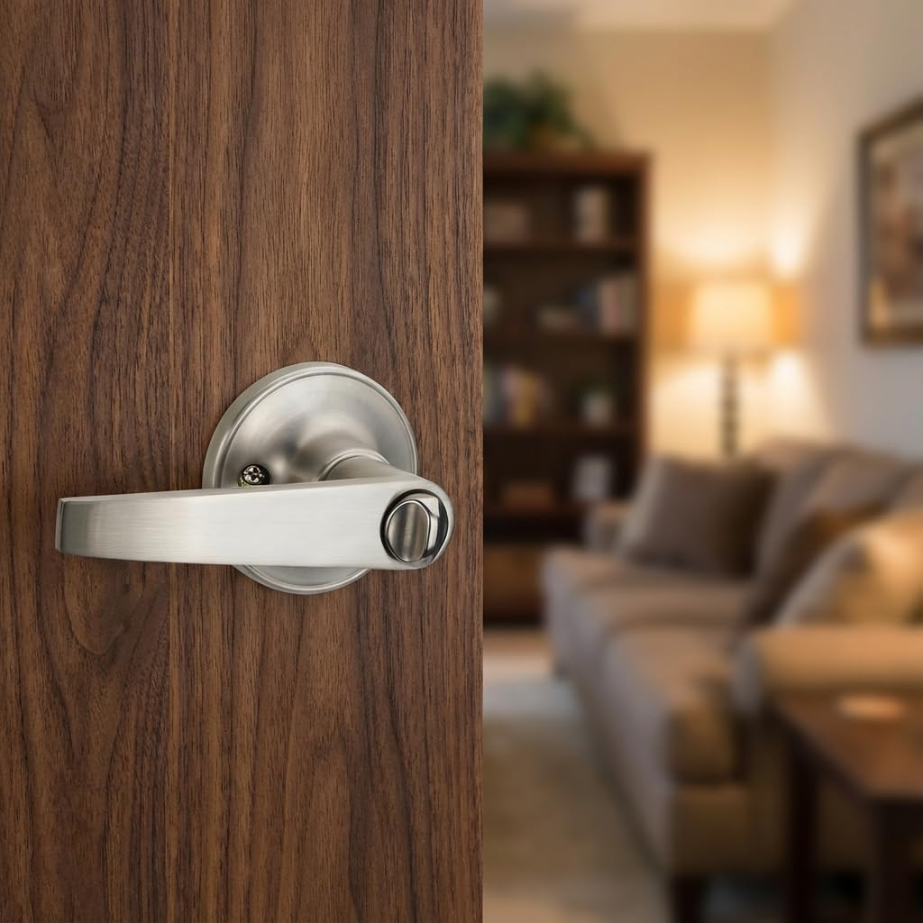 Wave Lever Keyed Entry Door Lock/Door Knob Hardware Wave Handle and Closet Lockset (802-ET) image number 5