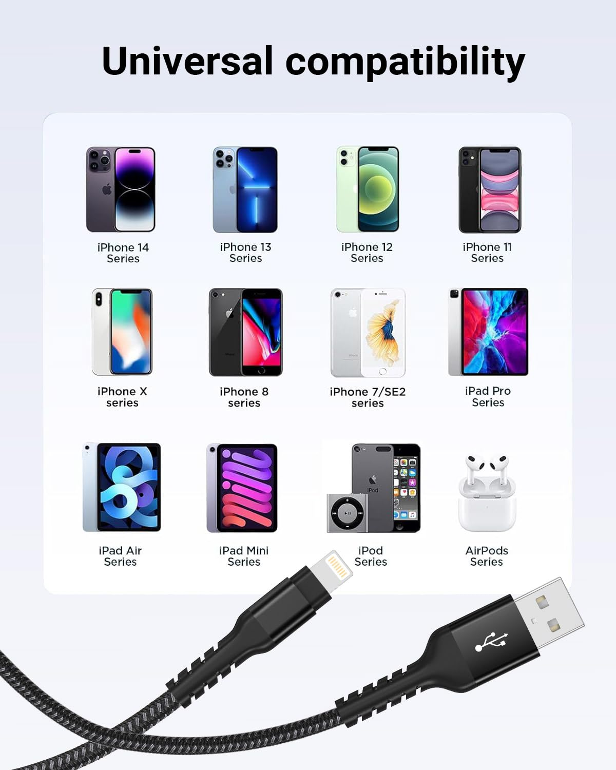 Azhizco Lightning Cable 3M 2Pack, Long Iphone Charger Cable Mfi Certified USB a to Lightning Cable Iphone Cable Fast Charging for Iphone 14 13 12 11 Pro Max Mini XS XR X 8 plus Ipad image number 1