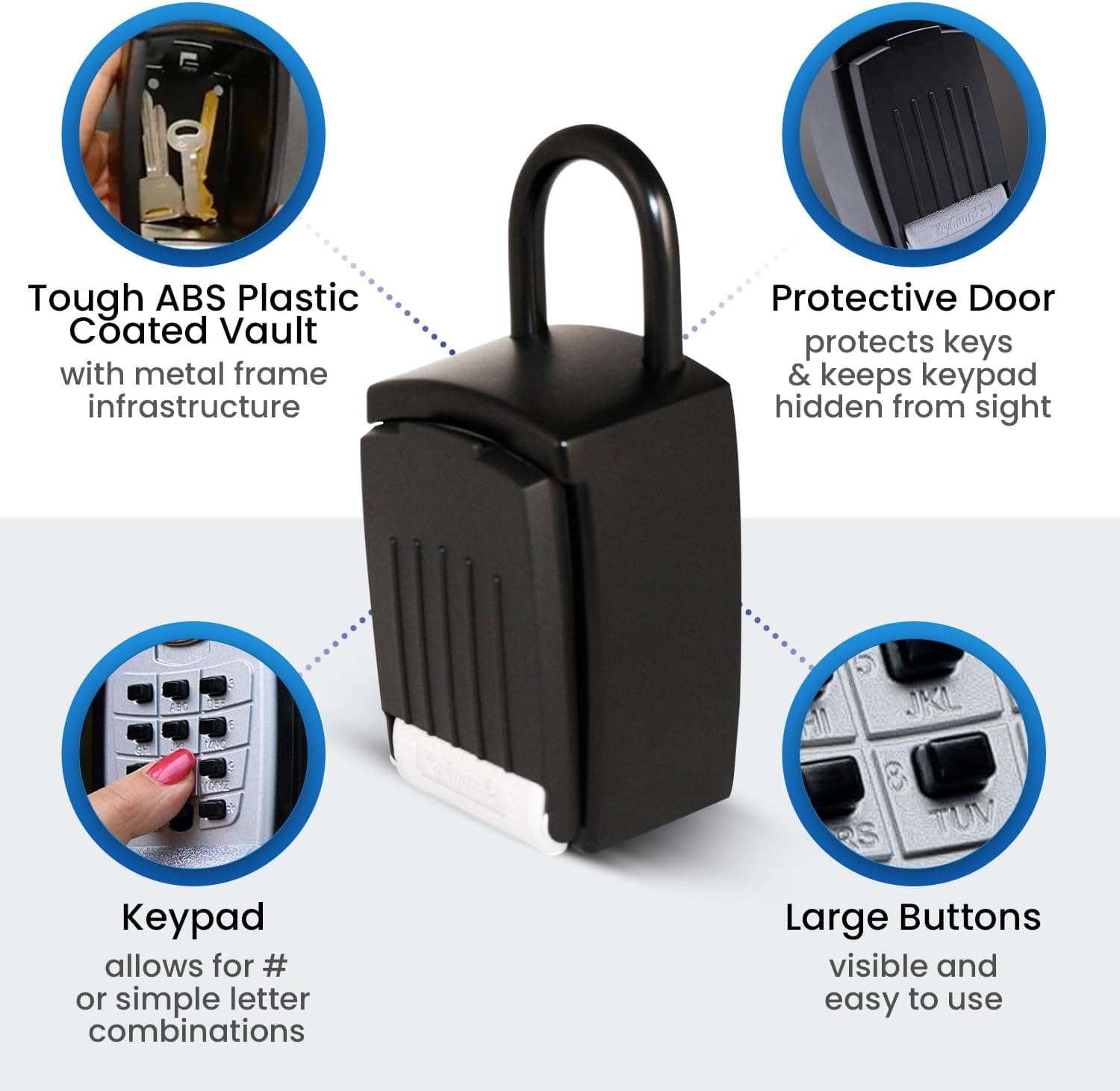 Keyguard SL-501 Punch Button Large Capacity Key Storage Shackle Lock Box, Black Finish image number 6