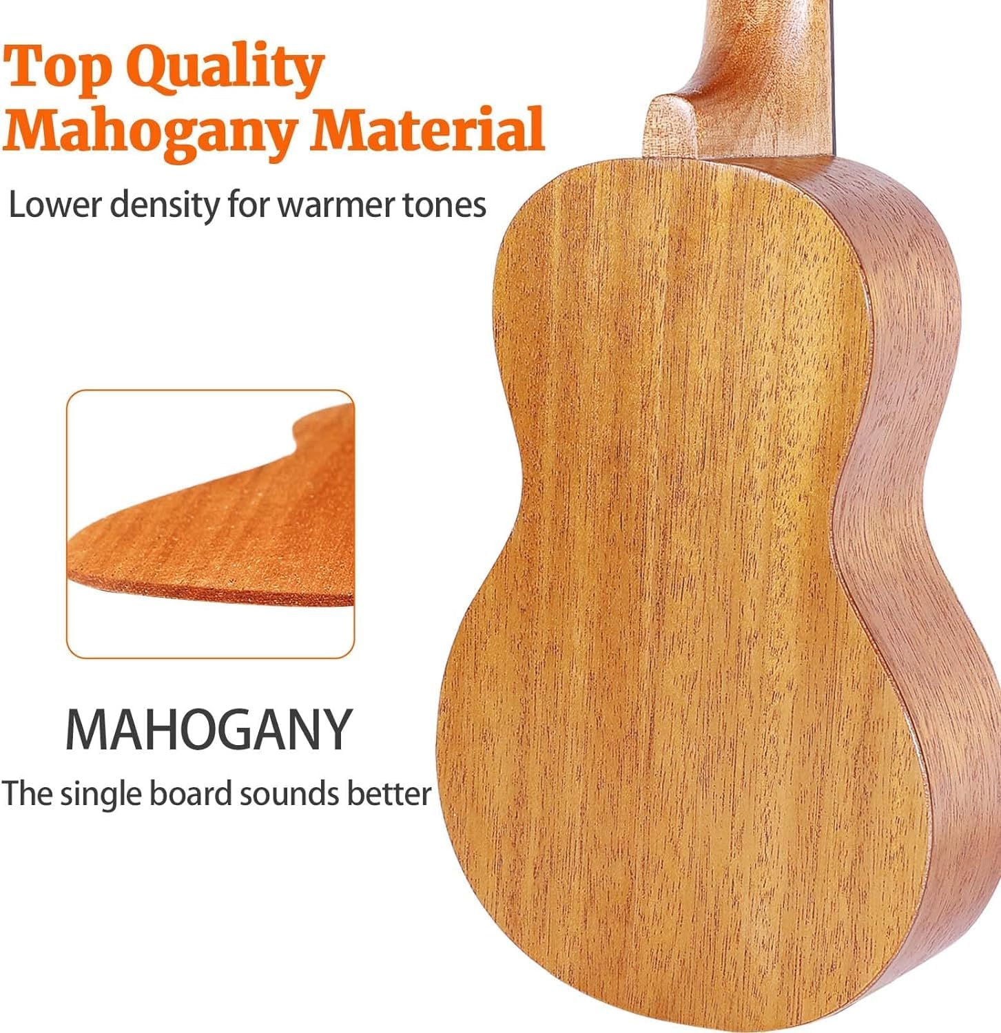 Concert Ukulele, Ukulele Concert Set Size 23 Inch with Bag Tuner Pickup Ruler Wrench Bridge image number 4