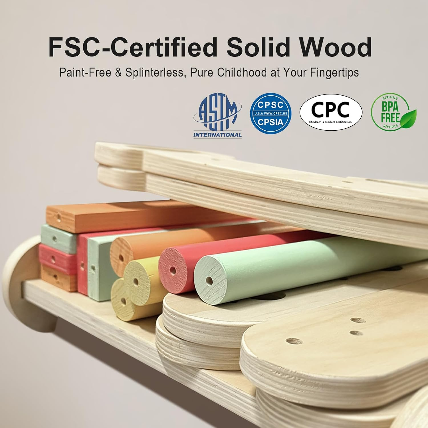 Pikler Triangle Set, 7In1 Foldable Baby Montessori Climbing Toys, Wooden Climber Indoor Jungle Gym for Toddlers image number 5