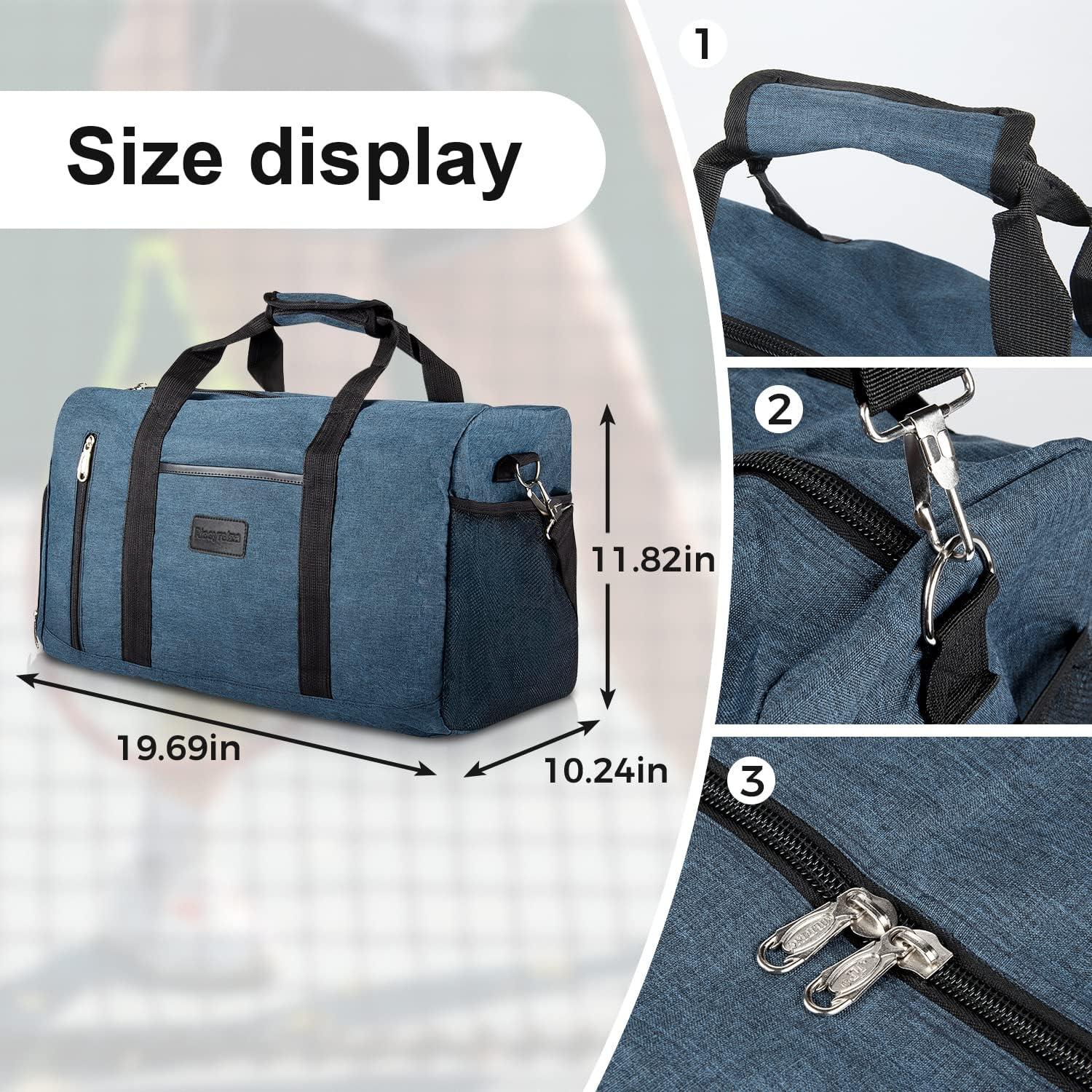 Sport Duffle Bag Sports Gym Bag with Shoes Compartment image number 6