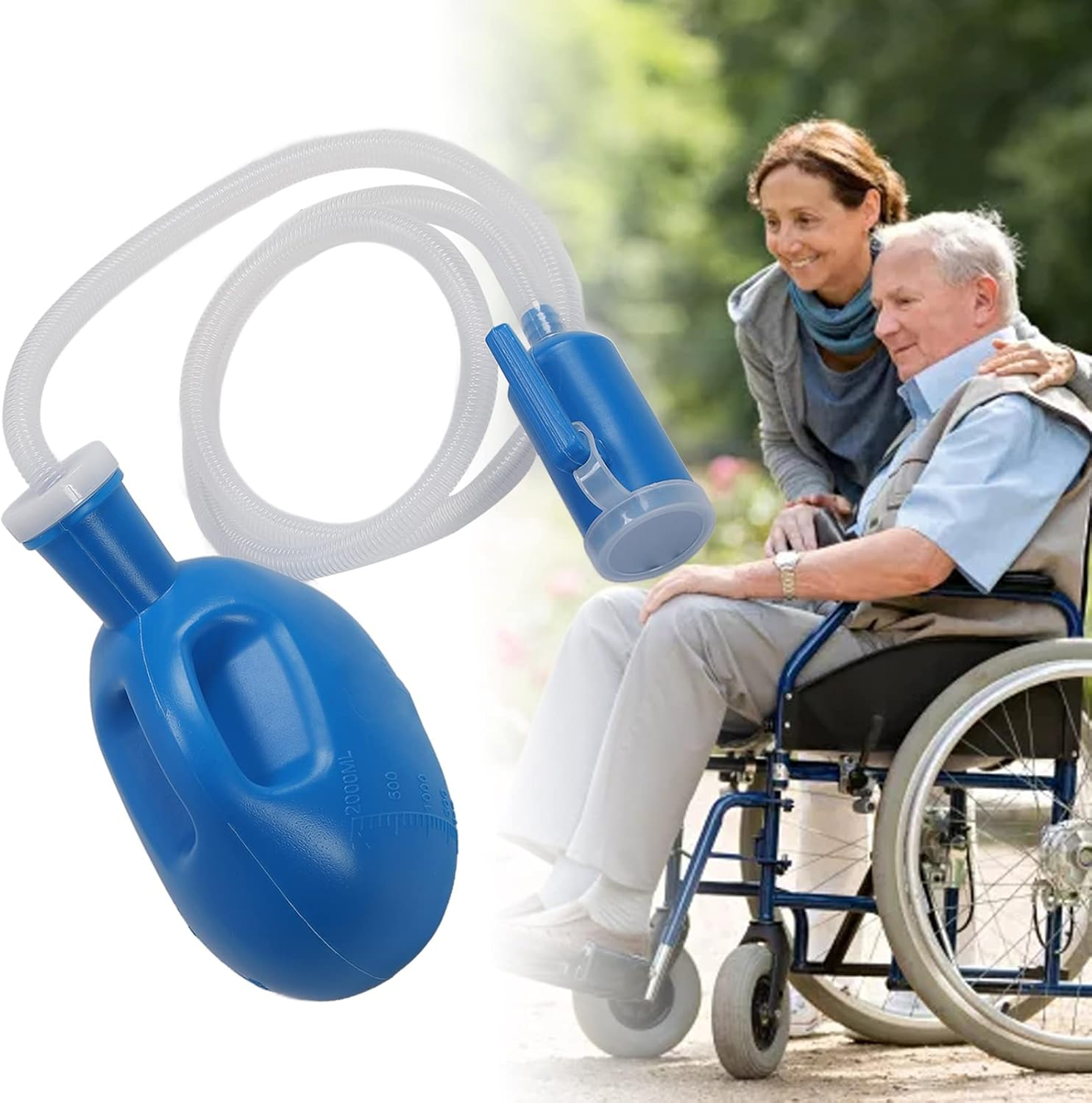 Portable Male Urinals for Men 2000Ml Urine Bottle with Telescopic Catheter Portable Urinal for Hospital Home Camping Spill Proof Pee Bottles Travel Urine Collection Containers