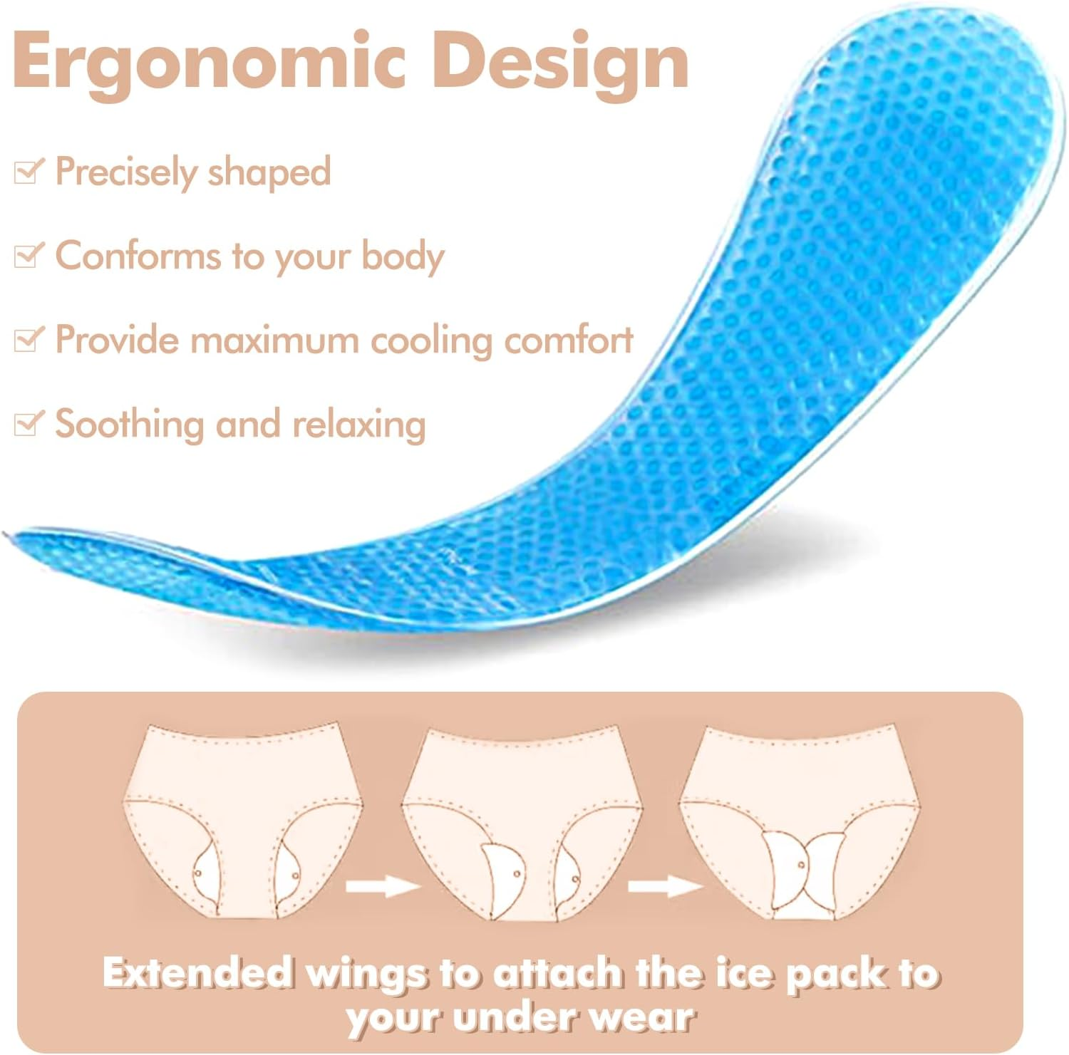 Vecozey 2 Perineal Ice Packs for Postpartum Care, Reusable Hot & Cold Gel Ice Wraps with Washable Cotton Sleeves, Cooling Ice Pads Effective Relief for Post Partum Pain, Hemorrhoids, Delivery image number 5